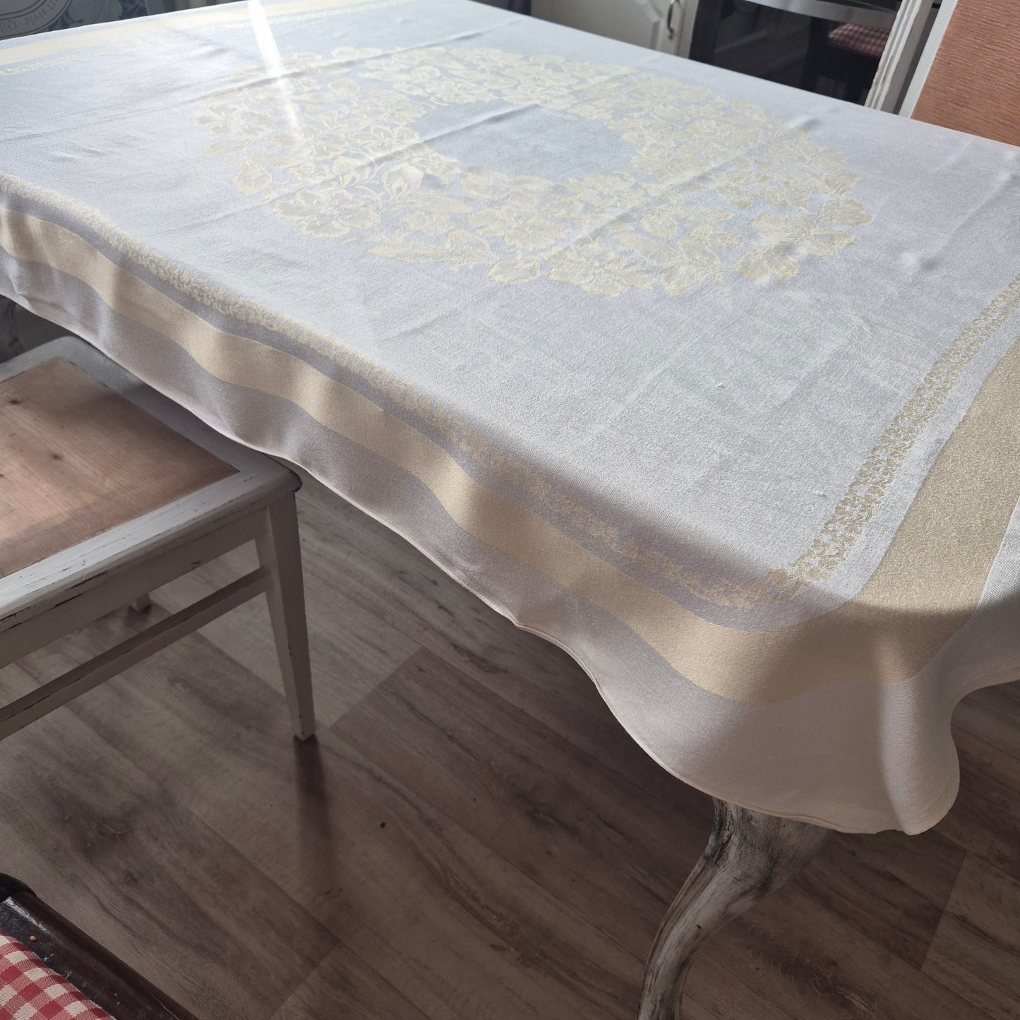 Vintage Tischdecke Pastellgelb 100x120cm Landhaus French