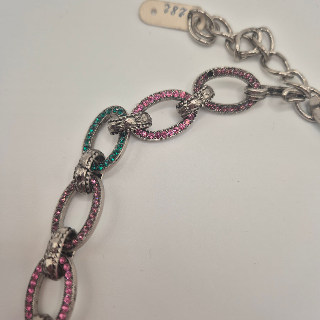 Extravagante Vintage-Halskette im Barock-Stil – Statement-Piece mit dunklem Glas Amethyst & bunten Akzenten