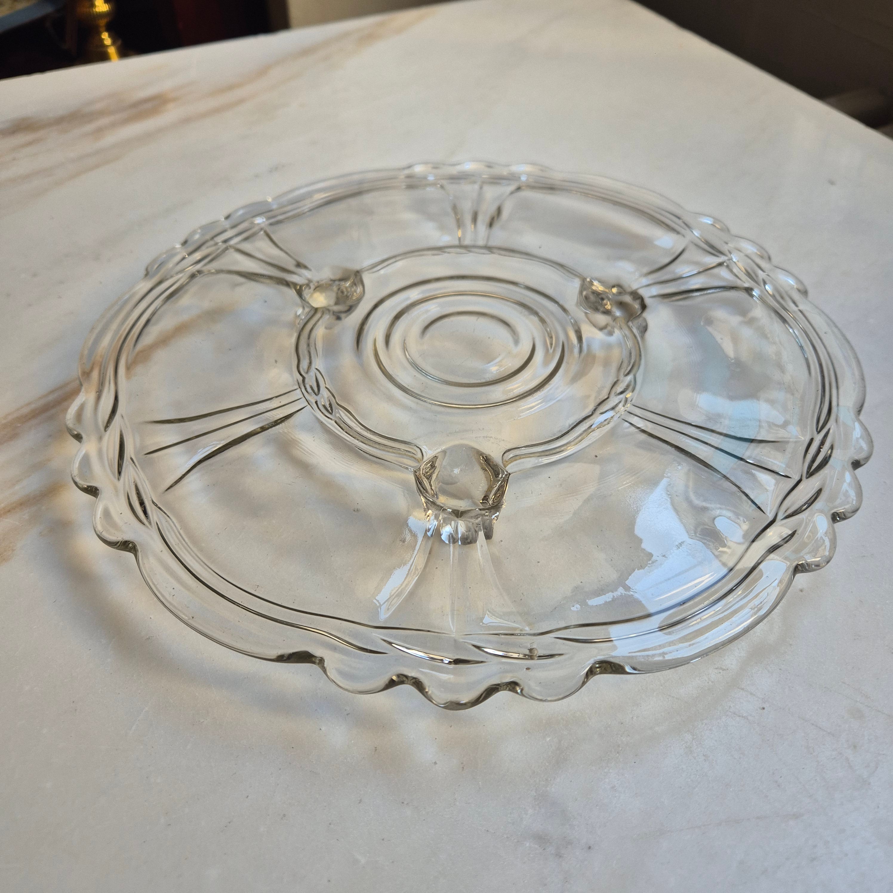 Antike Glas Vintage Kuchenplatte / Tortenplatte 50er/60er Jahre