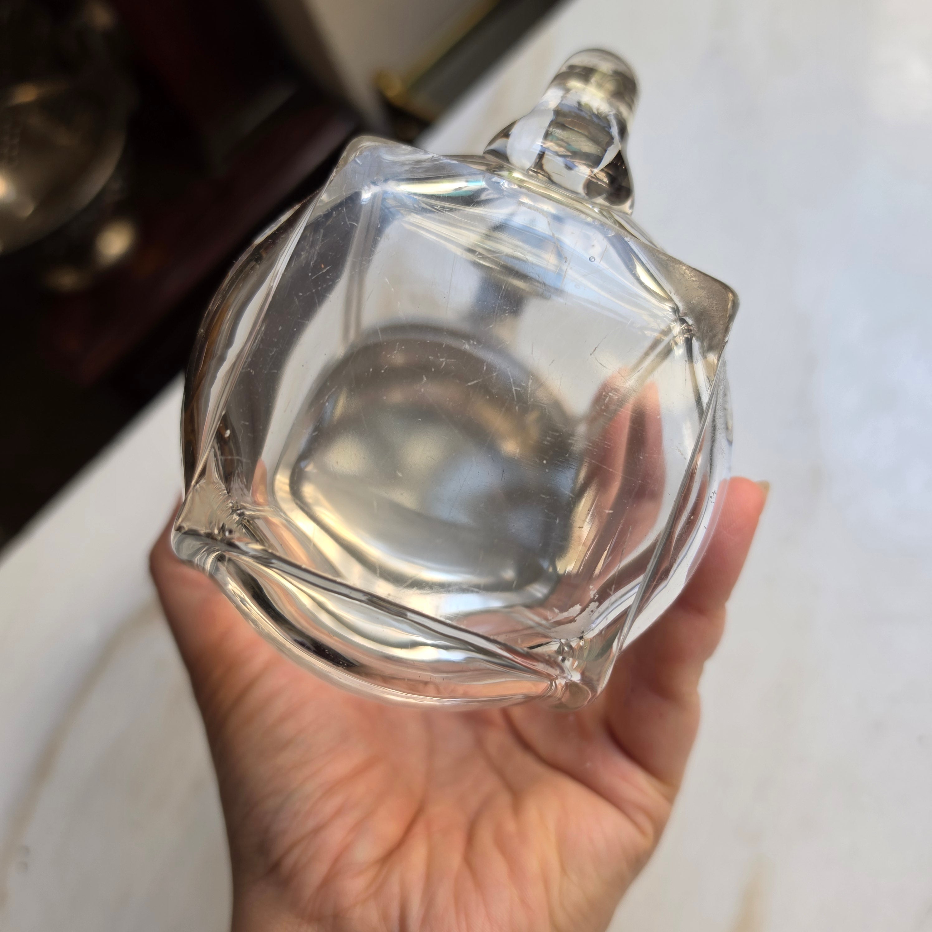 Antiker Glasbierkrug mit Zinndeckel – Historische „R. Schwamm“ Gravur