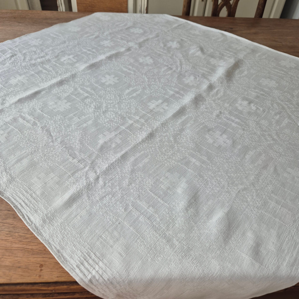 Antike Jugendstil Serviette Leinen Baumwolle Monogramm weiß 74x 79cm Monogram H.B.