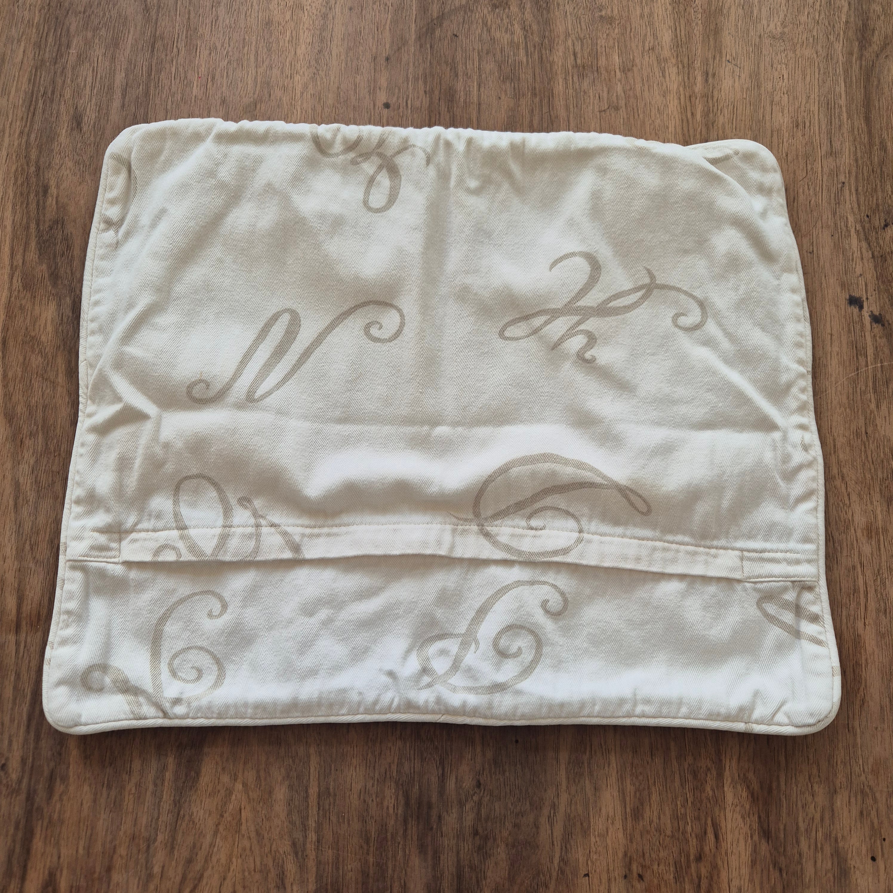 Vintage Kissenbezug Kissenhülle klein 45x50cm Strauss 1902 Baumwolle creme grau