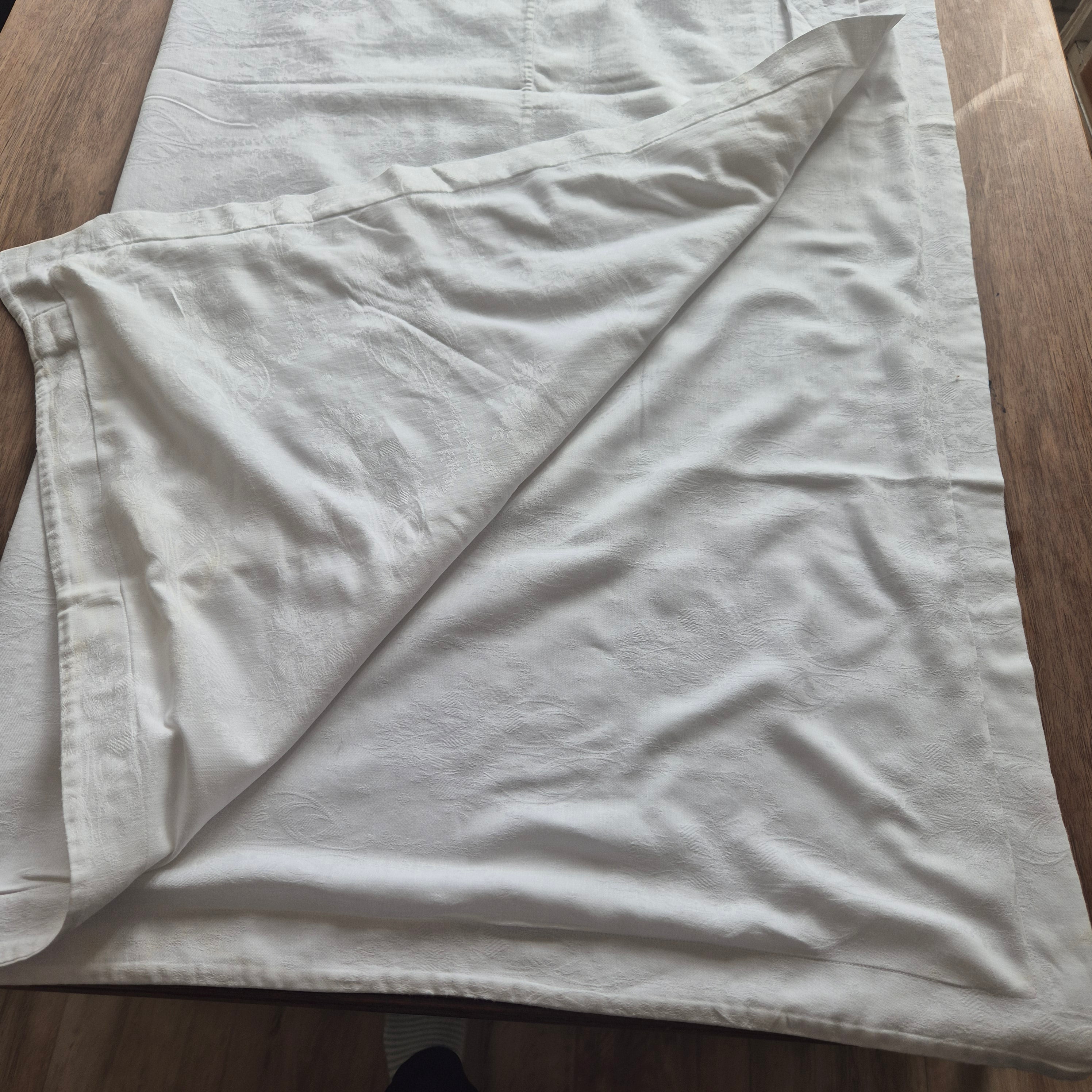 Antike Bettwäsche fürs Baby Damast Baumwolle* kleiner Deckenbezug Shabby Chic Brocante 110x120cm 🤍