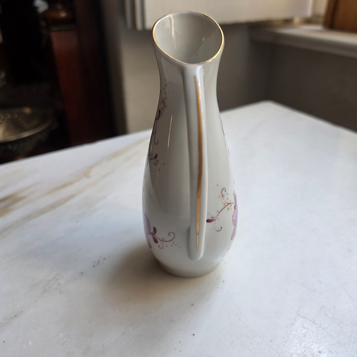 Vintage Porzellan Kännchen – Unterweißbach Thüringen - Blumendekor & Goldrand