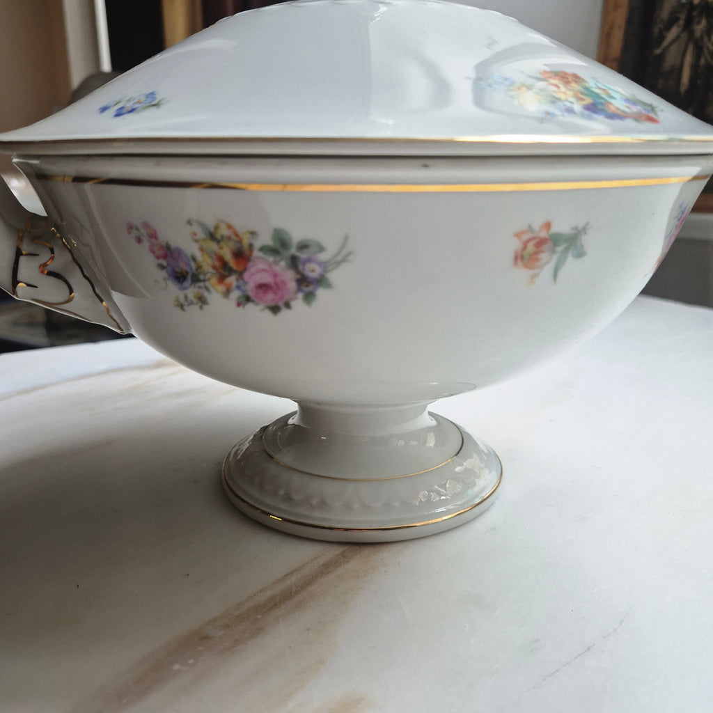 Antike Rosenthal Bavaria Empire Terrine Suppenterrine Schüssel Blumenmalerei Porzellan