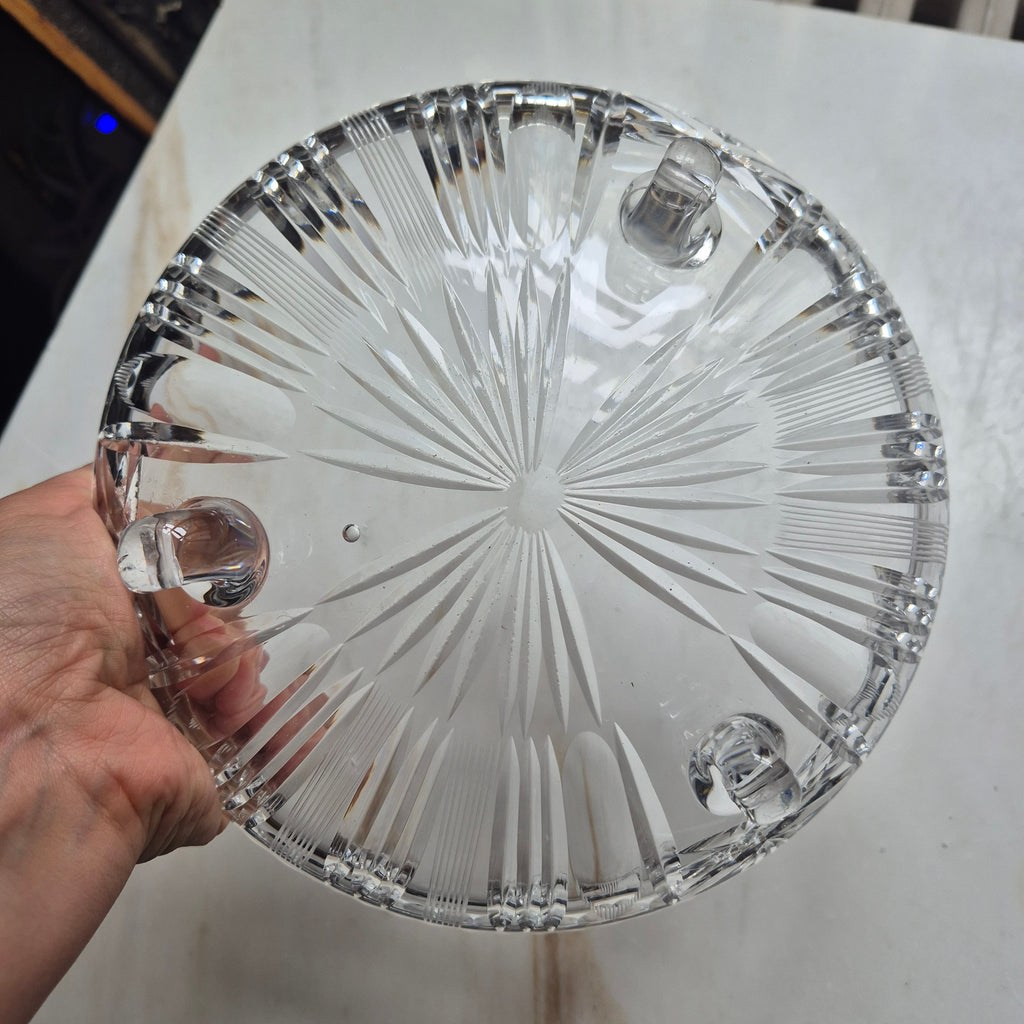 Vintage Kristallschale - geschliffenes Dekor mit Füßen
