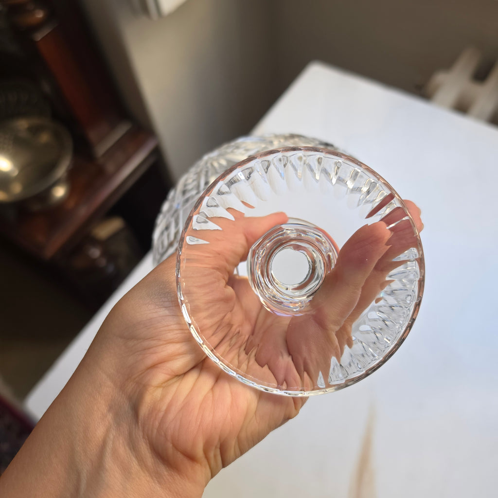 Antike Bleikristall Fußschale mit Brillantschliff - Elegante Kristallschale auf Standfuß