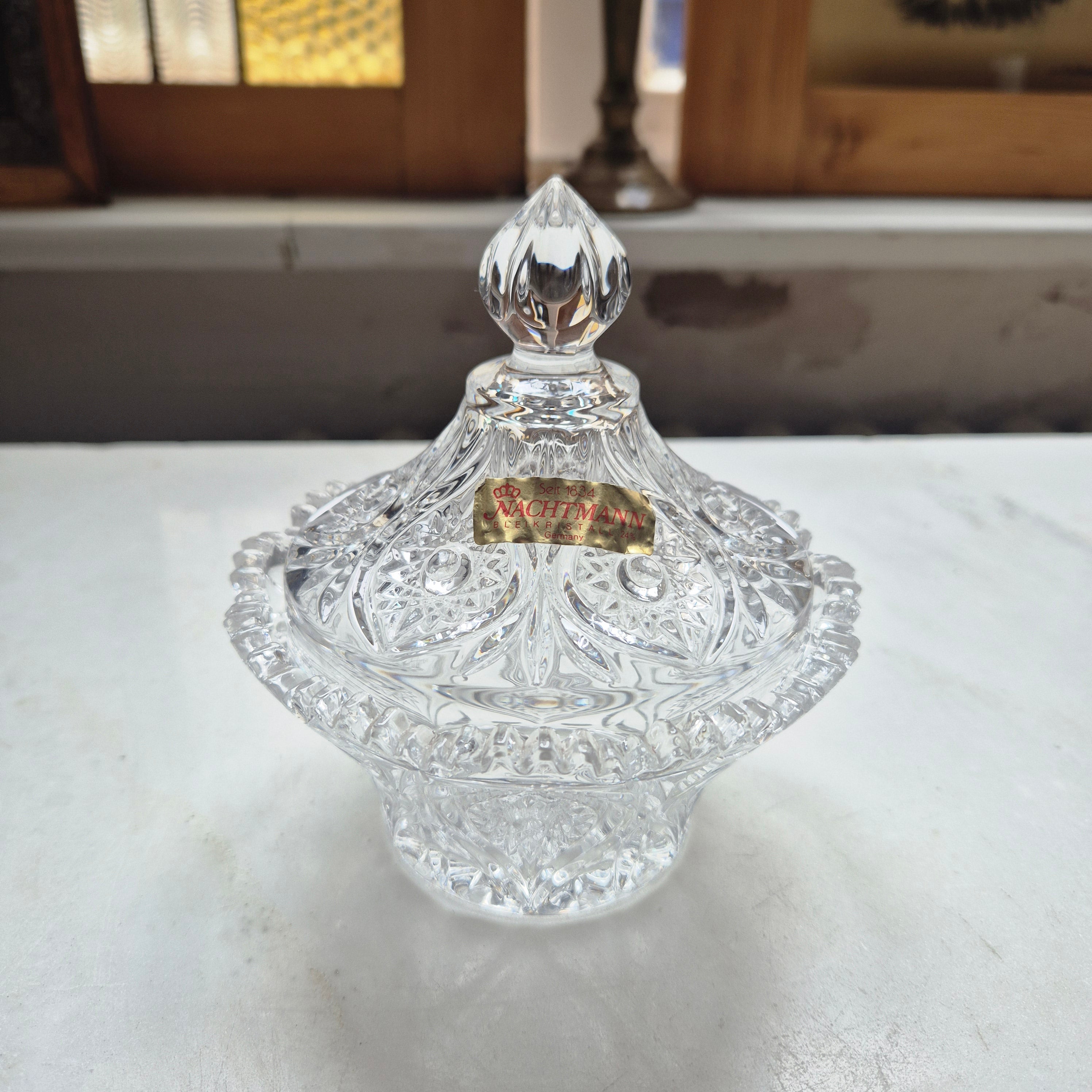 Vintage Bonboniere Schale aus Bleikristall mit Deckel - von Nachtmann
