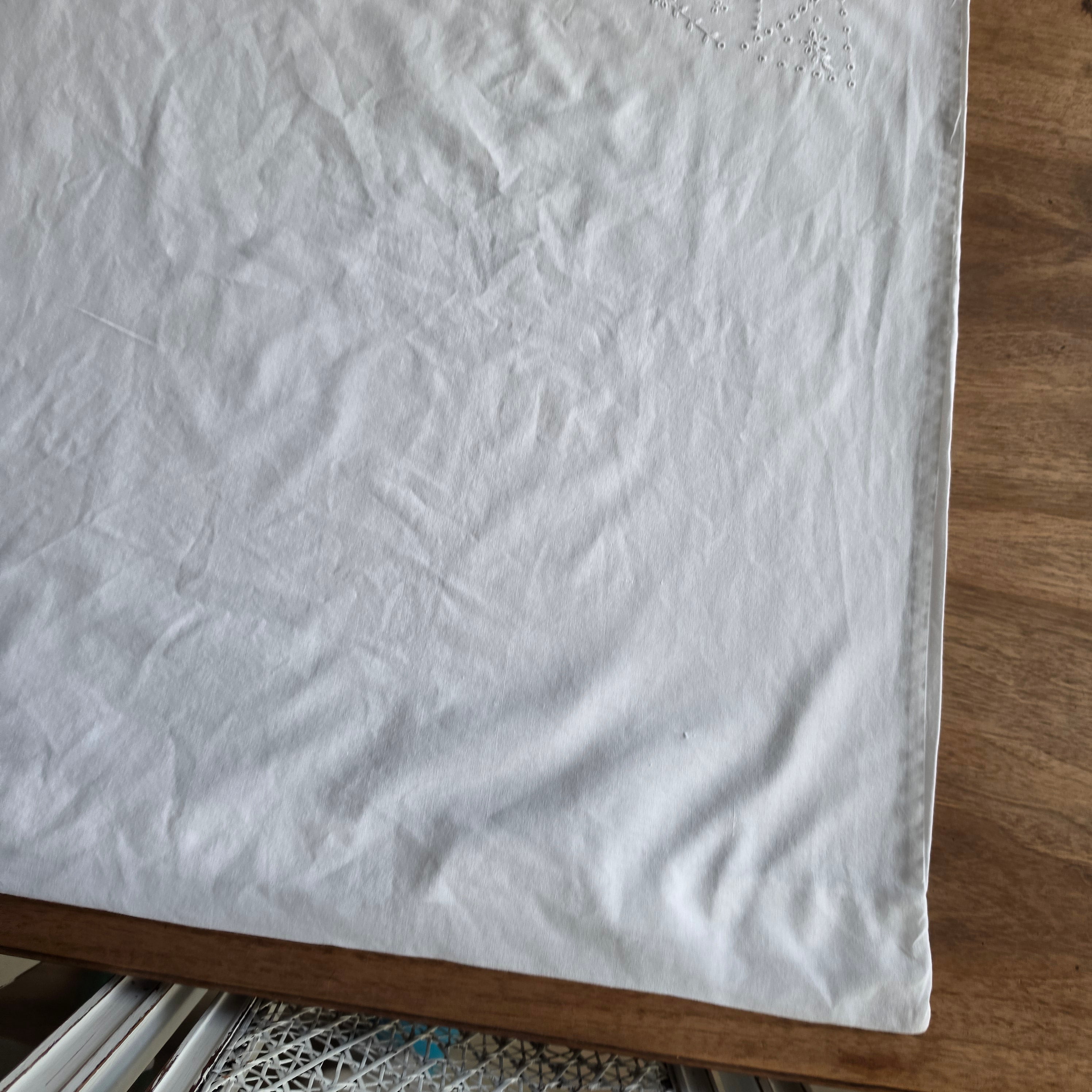 Antiker Paradekissen-Bezug mit Lochstickerei – Um 1900 - 70x80cm Baumwolle (unperfekt)