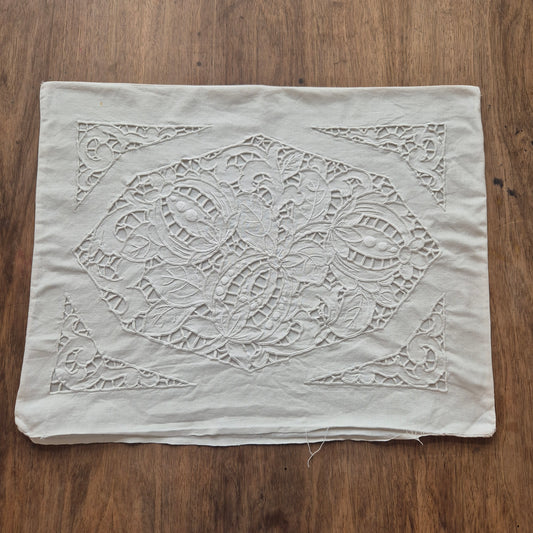 Antiker Kissenbezug zum vollenden mit Spitze Kissenhülle 41x51cm Baumwolle Stoffrest