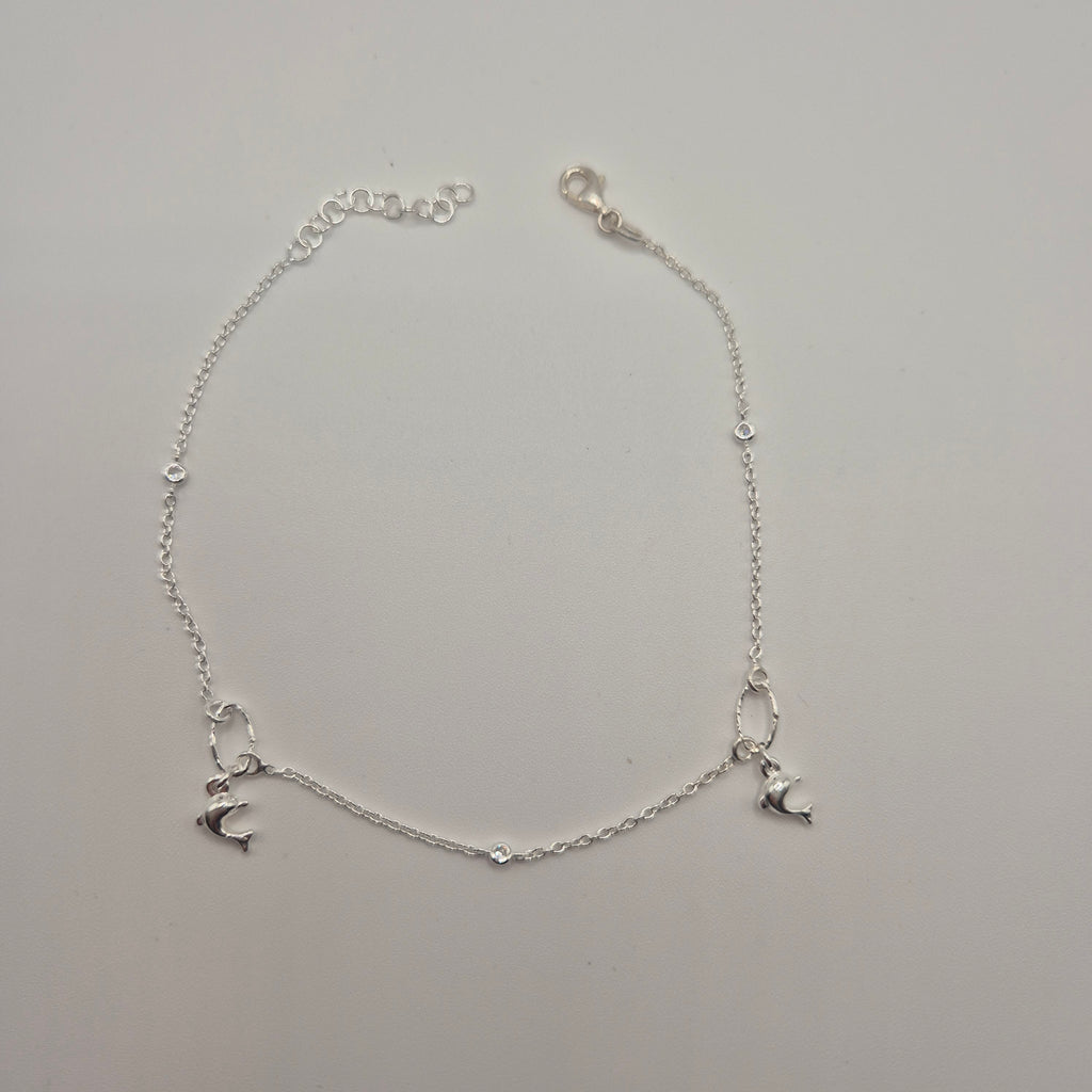 Zartes Fußkettchen Silber 925 Delfin