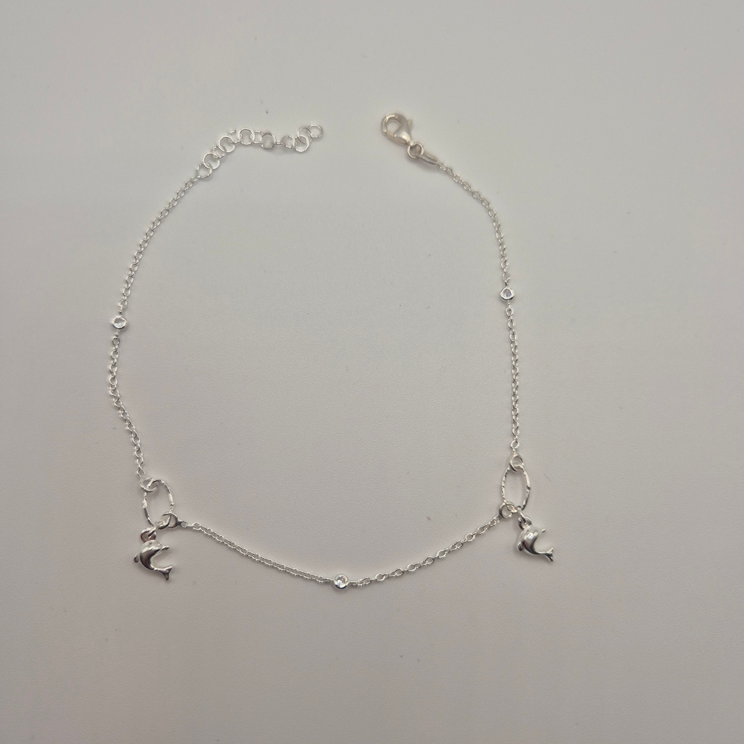 Zartes Fußkettchen Silber 925 Delfin