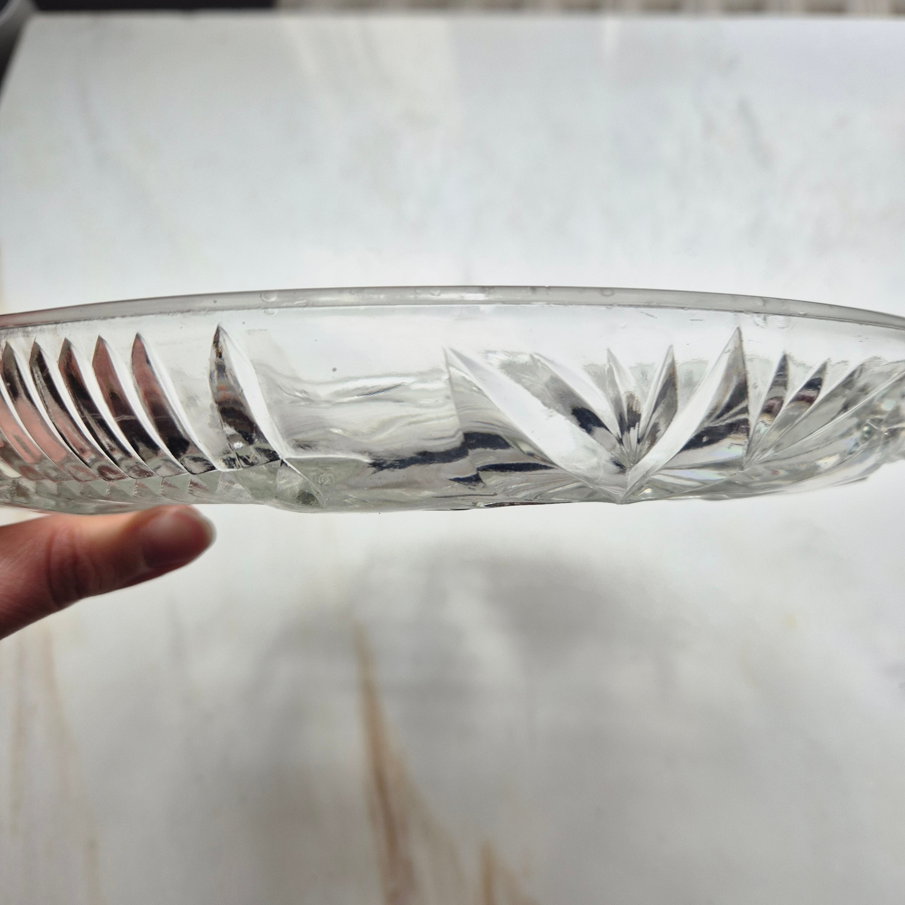 Vintage Glas Servierteller Vintage 60er Jahre Glas Bleikristall rund