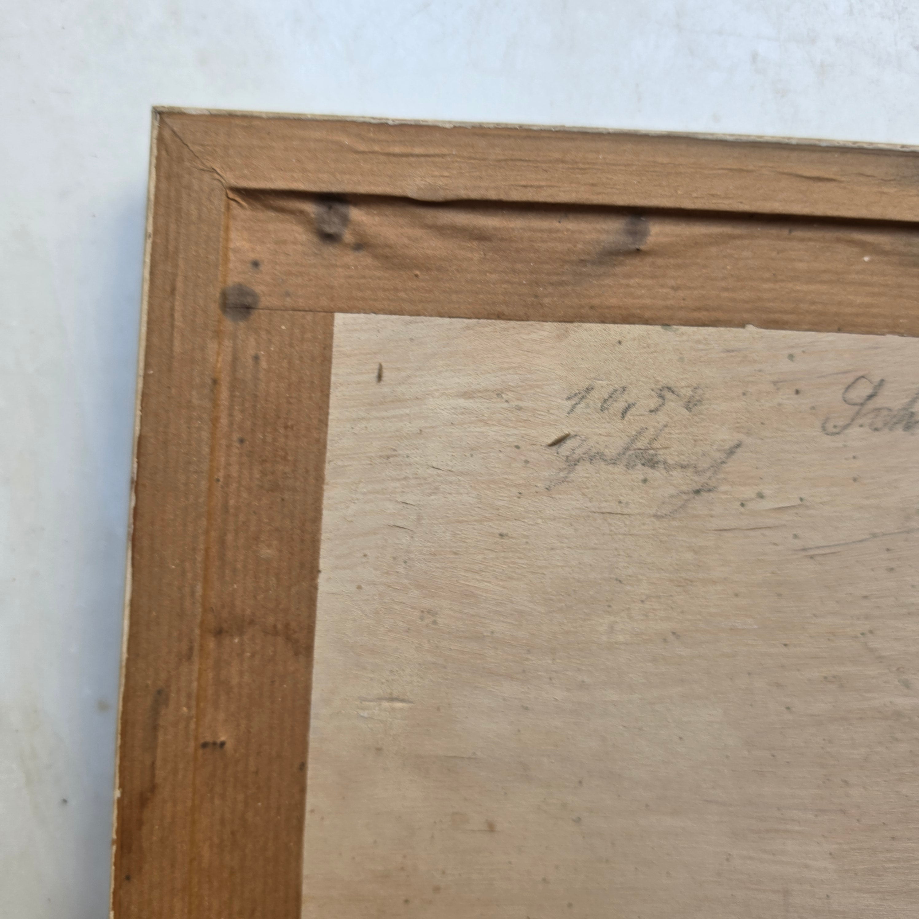 Antikes Ölgemälde „Alpenlandschaft mit Bergdorf & Bachlauf“ im rustikalen Vintage-Holzrahmen