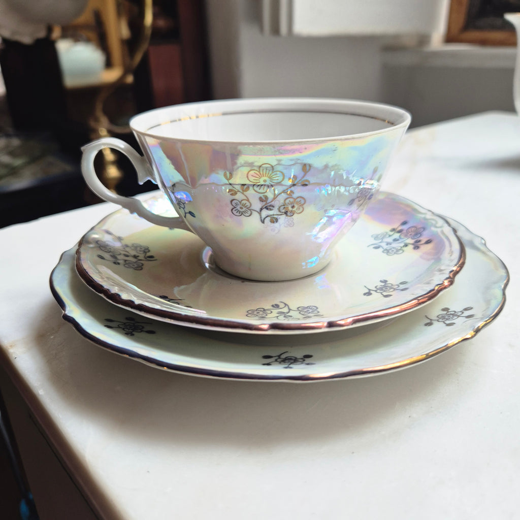 Antikes Sammelgedeck - Perlmutt - Rose - Kahla - DDR Porzellan Kaffee&Tee
