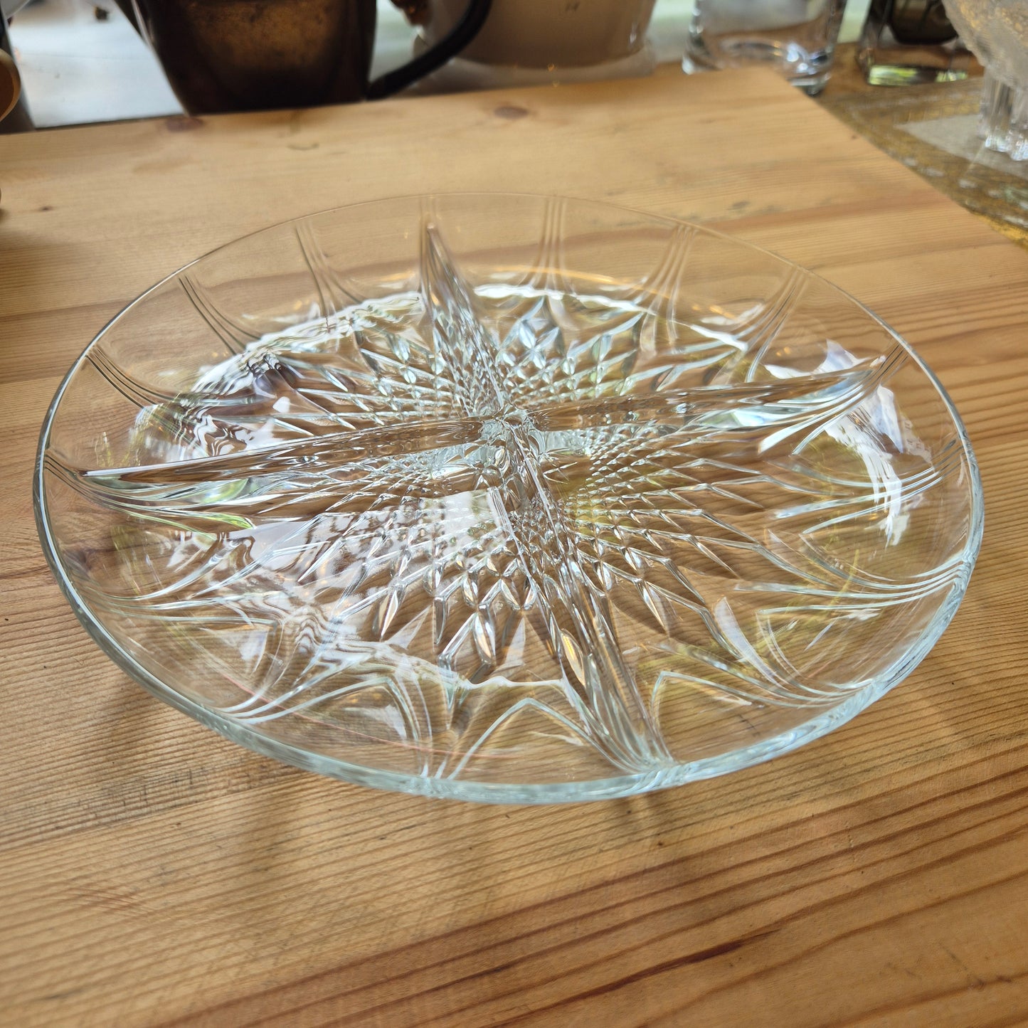 Servierteller Vintage 60er Jahre Glas Kristall rund