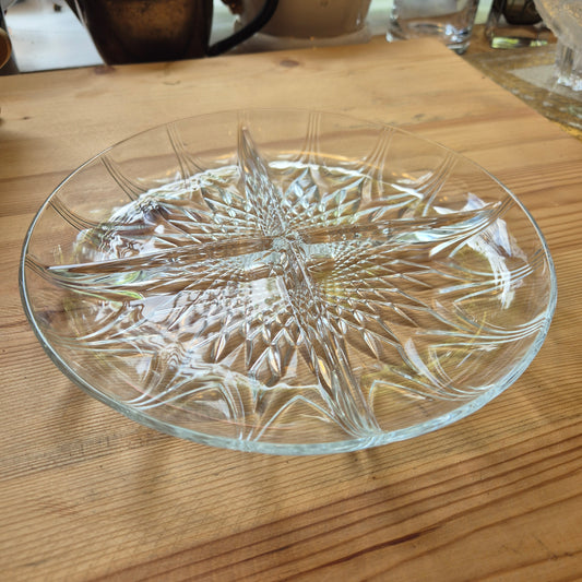 Servierteller Vintage 60er Jahre Glas Kristall rund