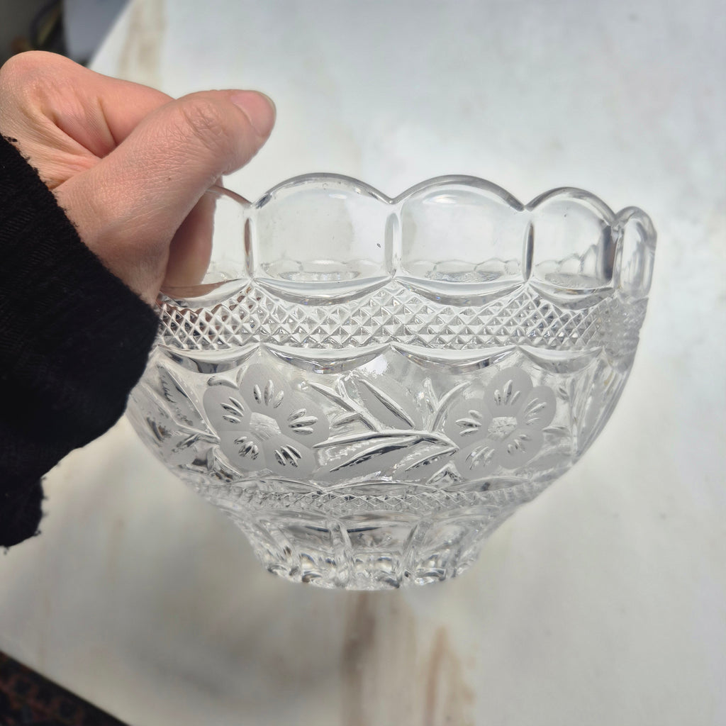 Vintage Glas Schale Obstschale Salat Kristalloptik