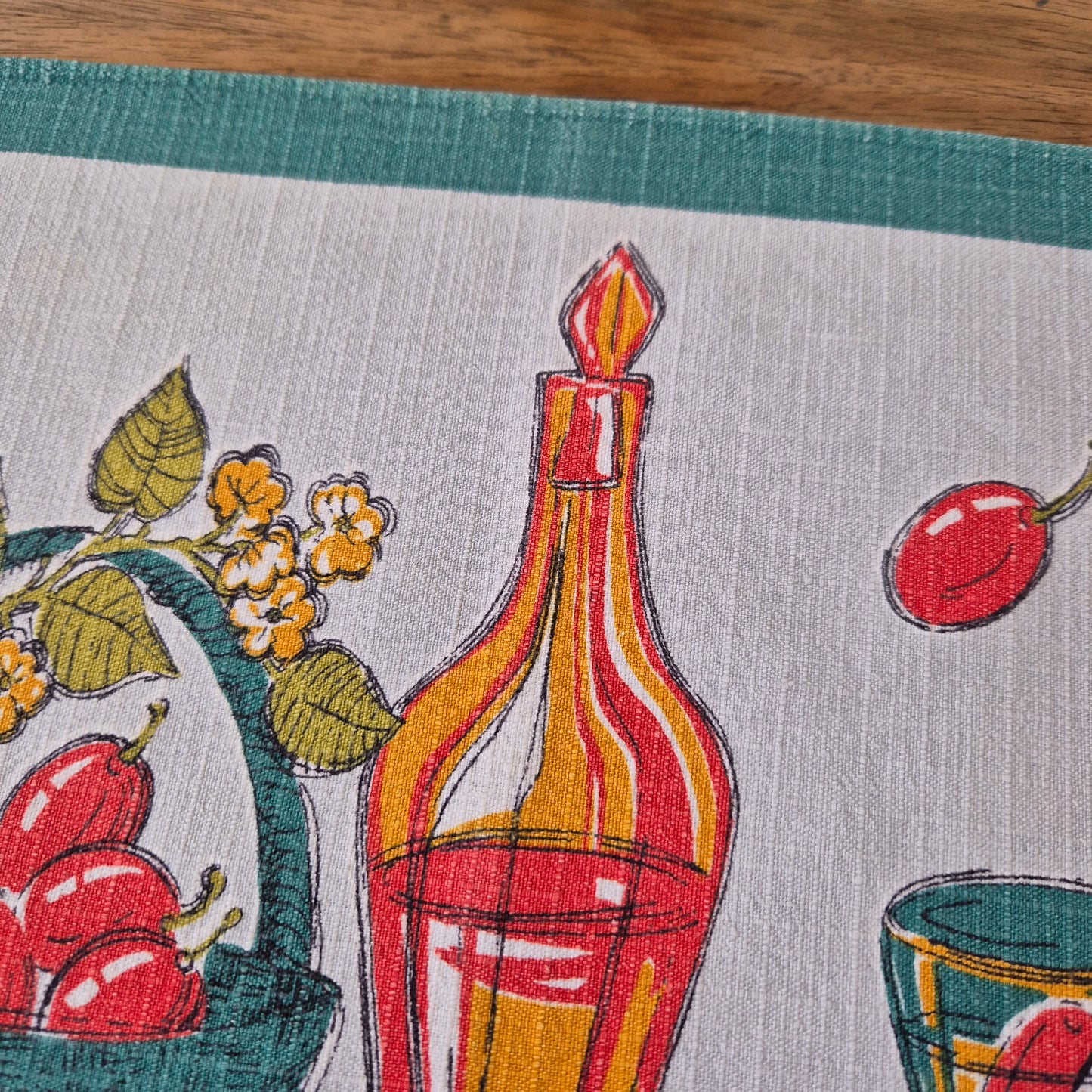 2x Vintage Tischset Baumwolle 60er Jahre 30x37cm Herbstmotiv