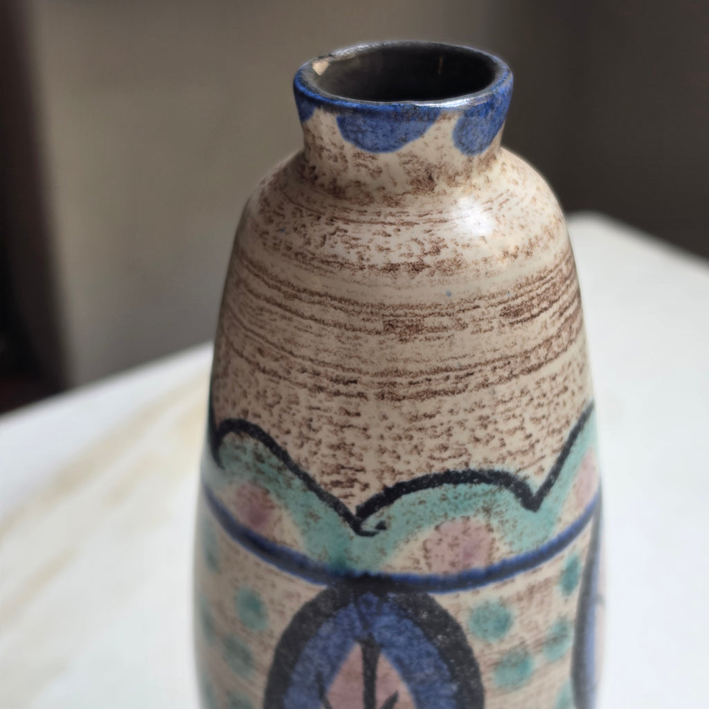 Vintage Strehla Keramik Vase – Handgemaltes Mid-Century DDR Design