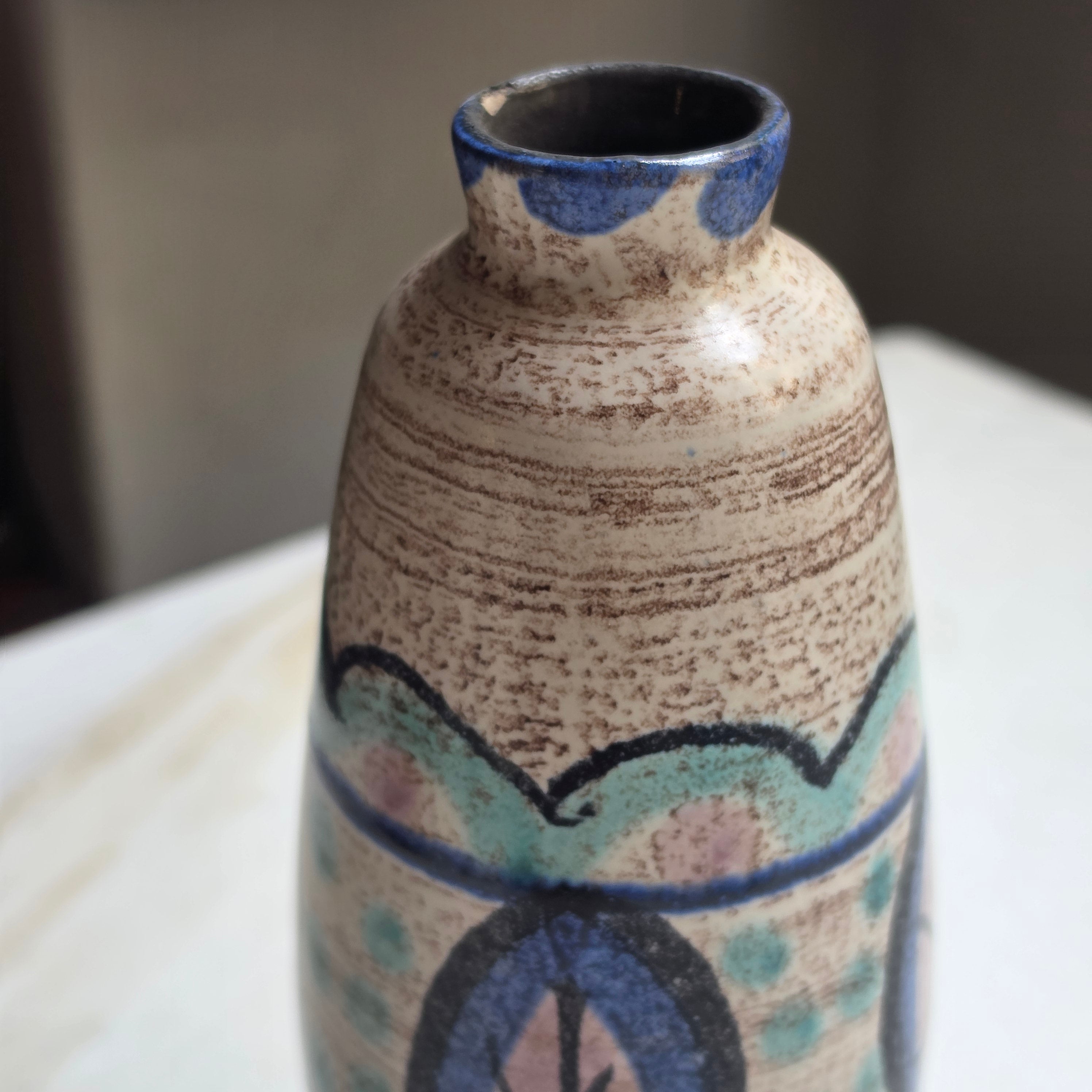 Vintage Strehla Keramik Vase – Handgemaltes Mid-Century DDR Design