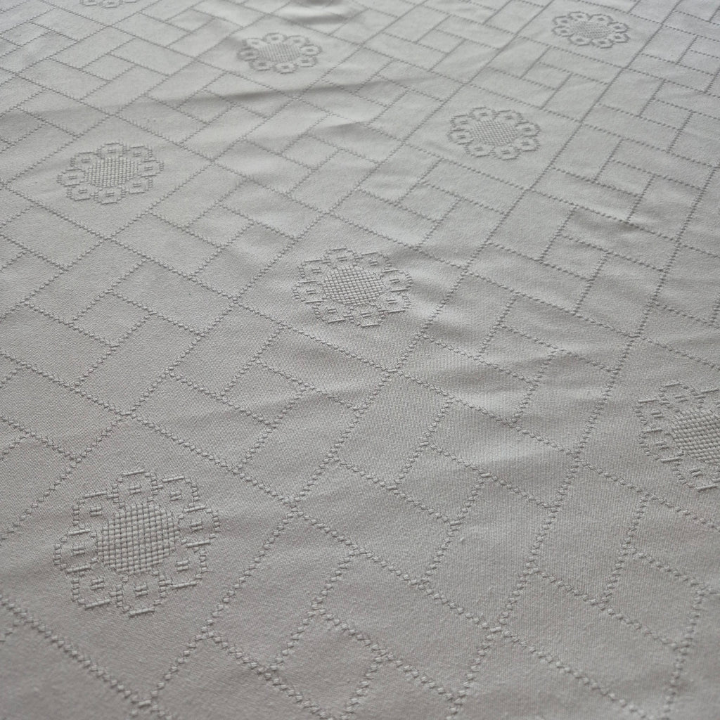 Antike große Tischdecke Baumwolle mit geklöppeltem Rand weiß 120x335cm Tafel lang 🤍