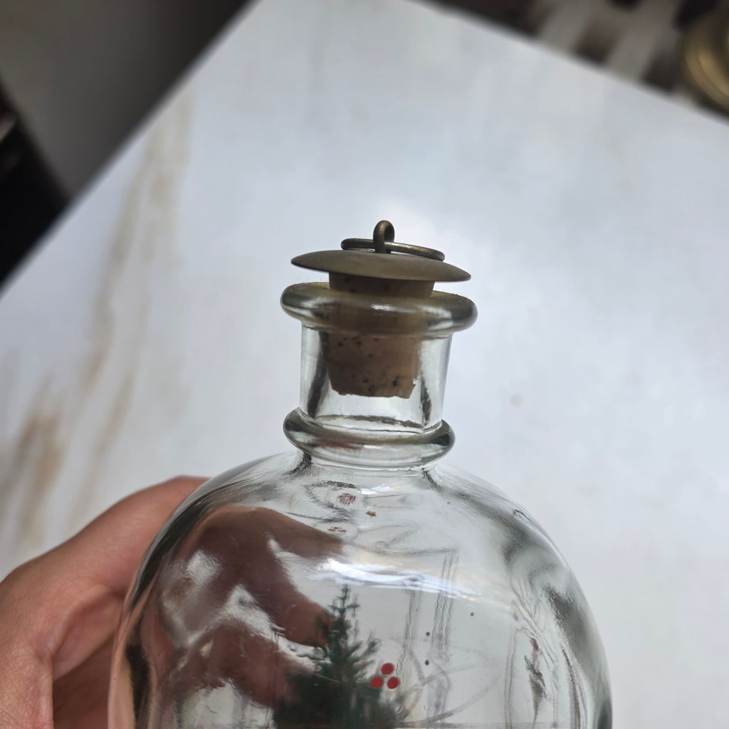 Vintage Holmegaard Adventsflasche - Schnapskaraffe (1980er) – Dänisches Glasdesign mit Korken & Metallverschluss