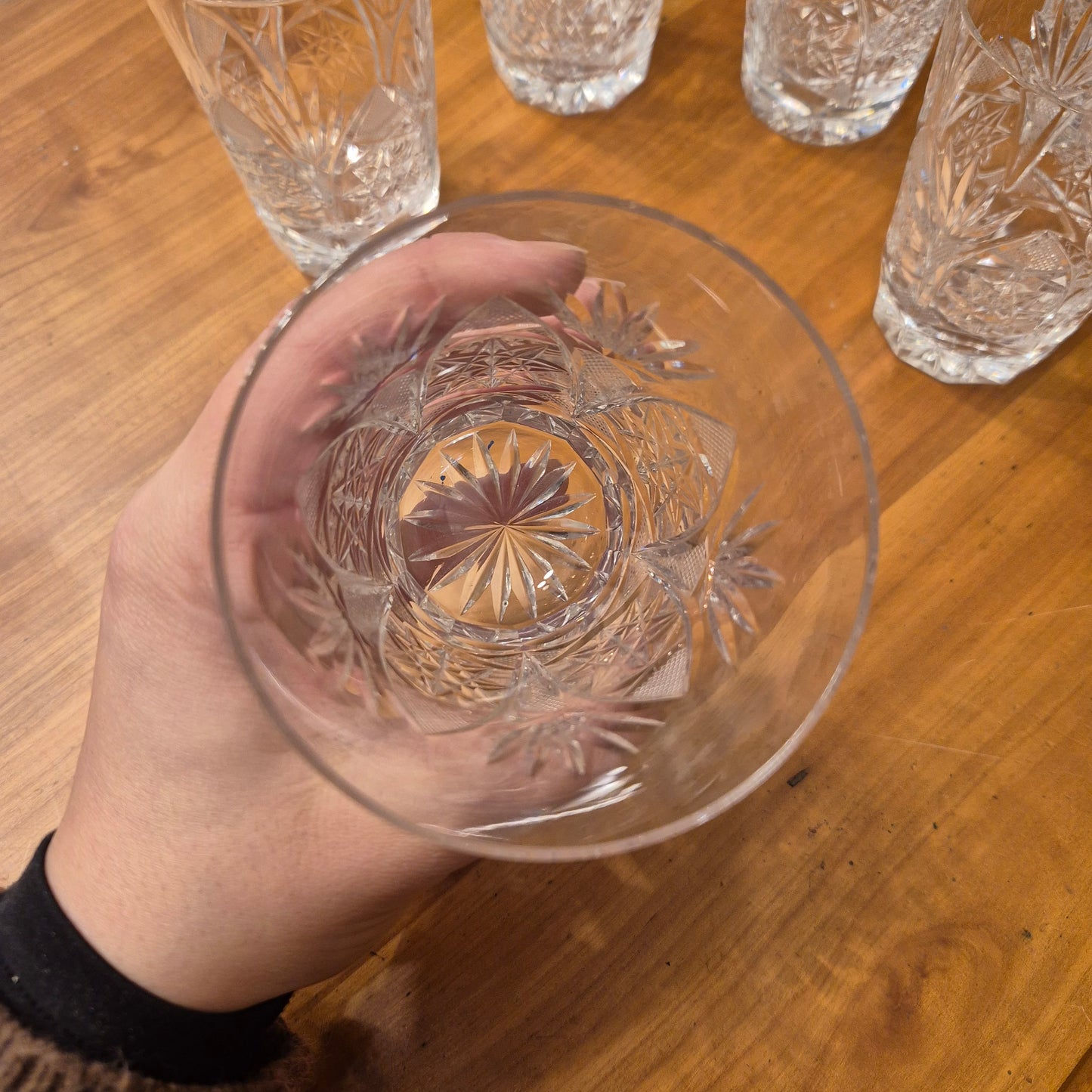 6x Vintage Kristall Whisky Gläser (1x mit minimalen Chip)