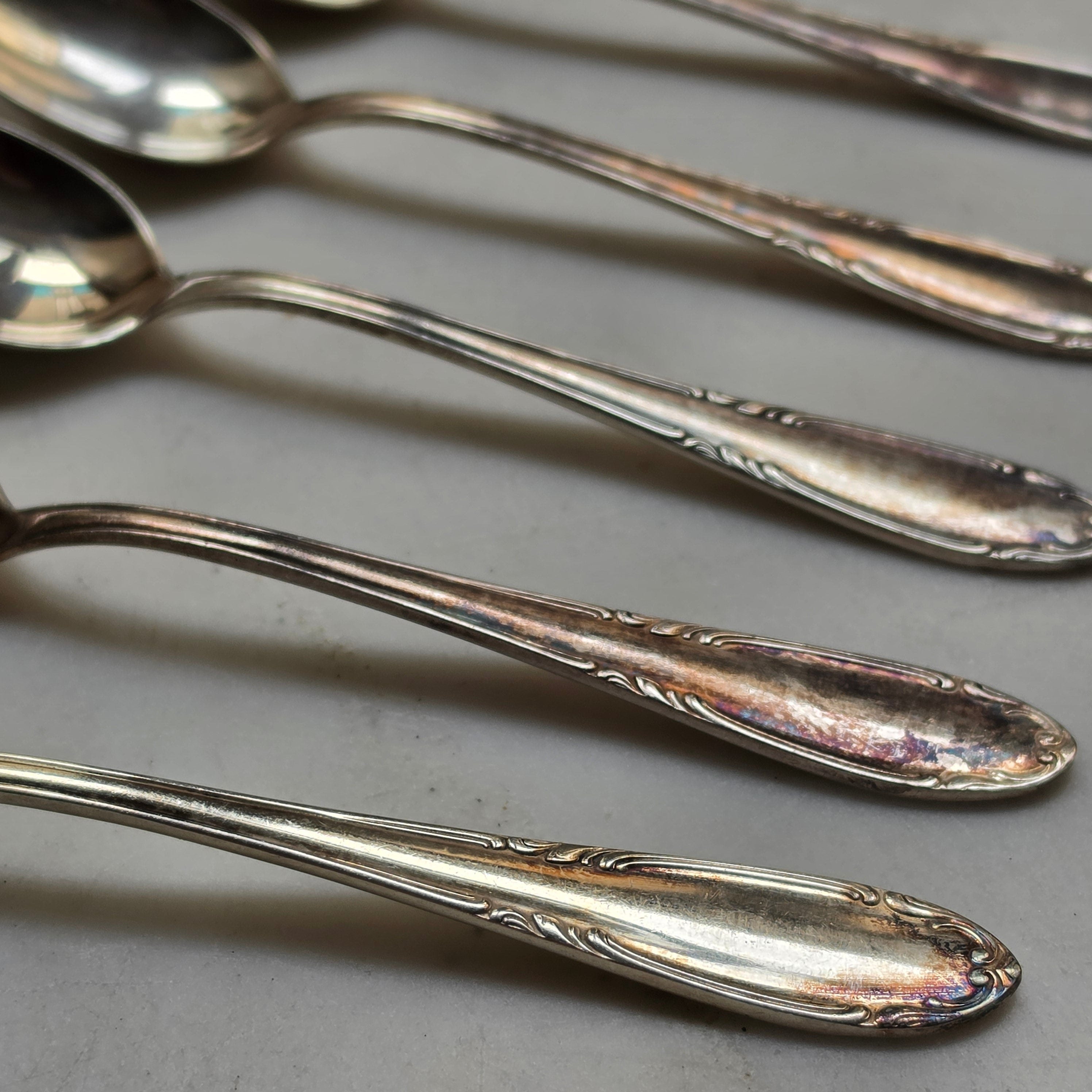 6er Set Antike Kaffeelöffel - Teelöffel – Versilbert mit eleganter Ornament-Prägung