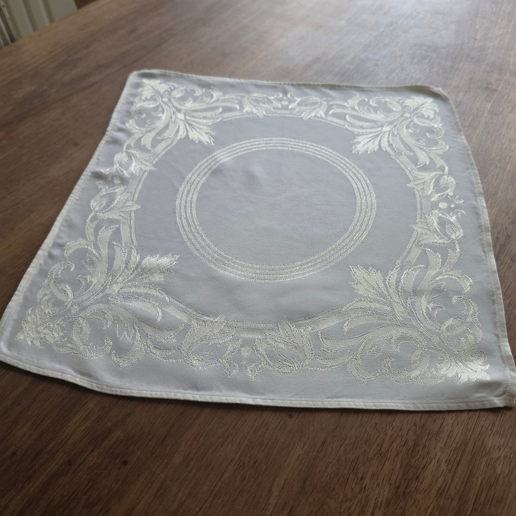 Antikes Art Jugendstil Damasttuch – Zierdeckchen/Serviette um 1900