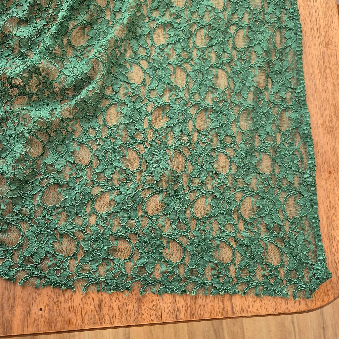 Vintage Grüner Spitzen Stoffrest 200x140cm Muster Transparent
