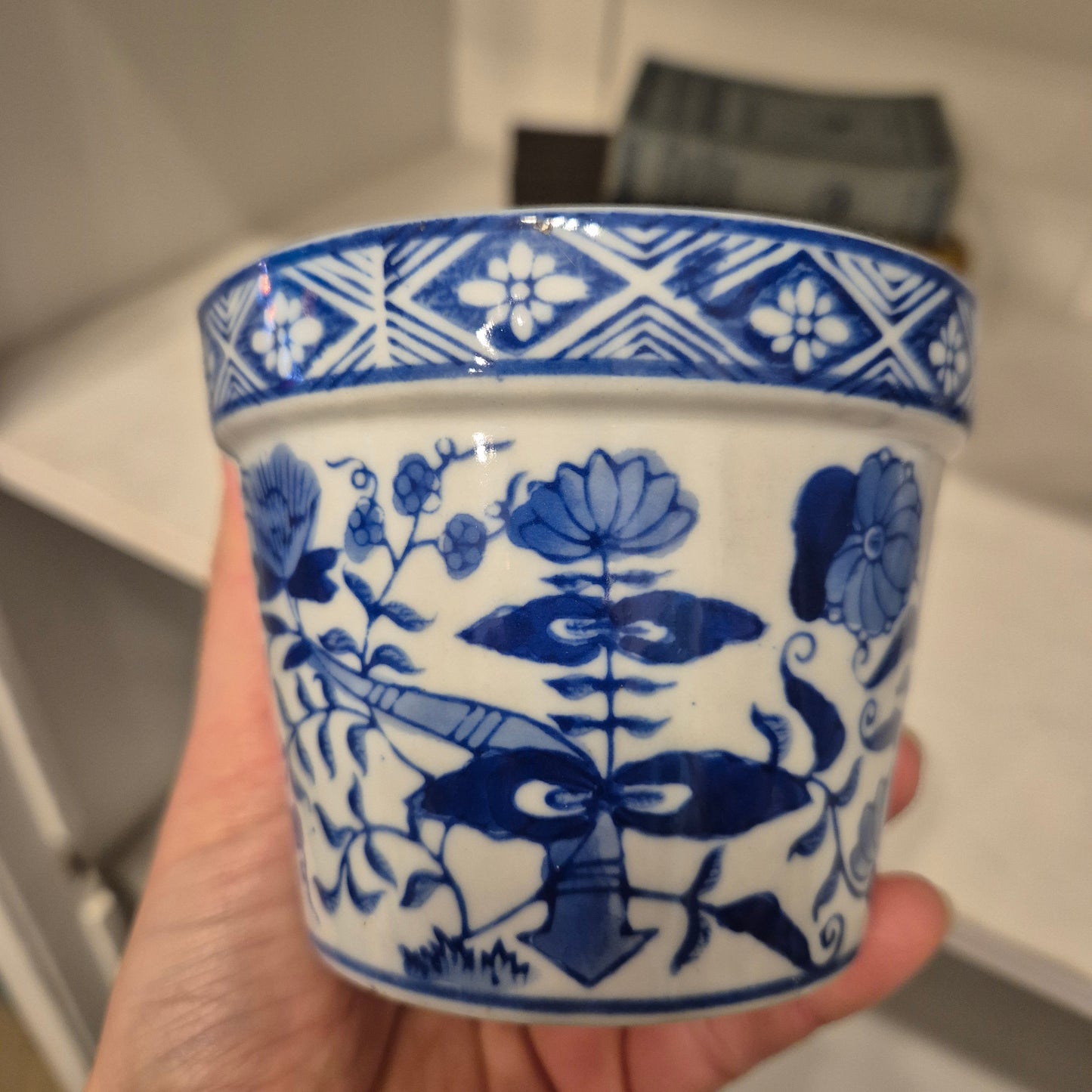 Vintage Zwiebelmuster Übertopf klein