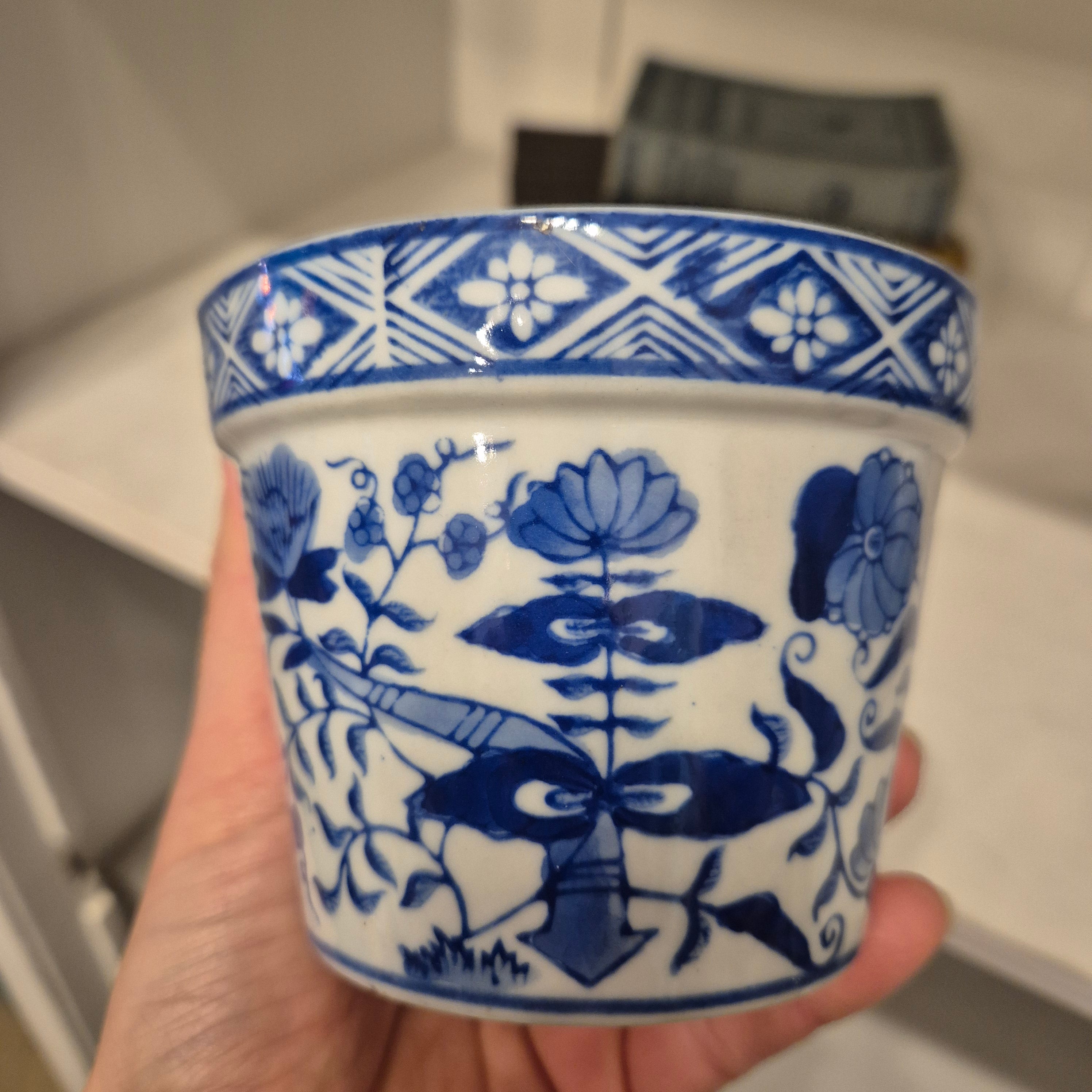 Kleiner Vintage Zwiebelmuster Übertopf