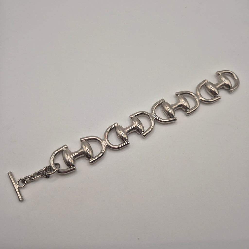 Silbernes Vintage Armband massiv Metall Statement 80er Jahre Anker