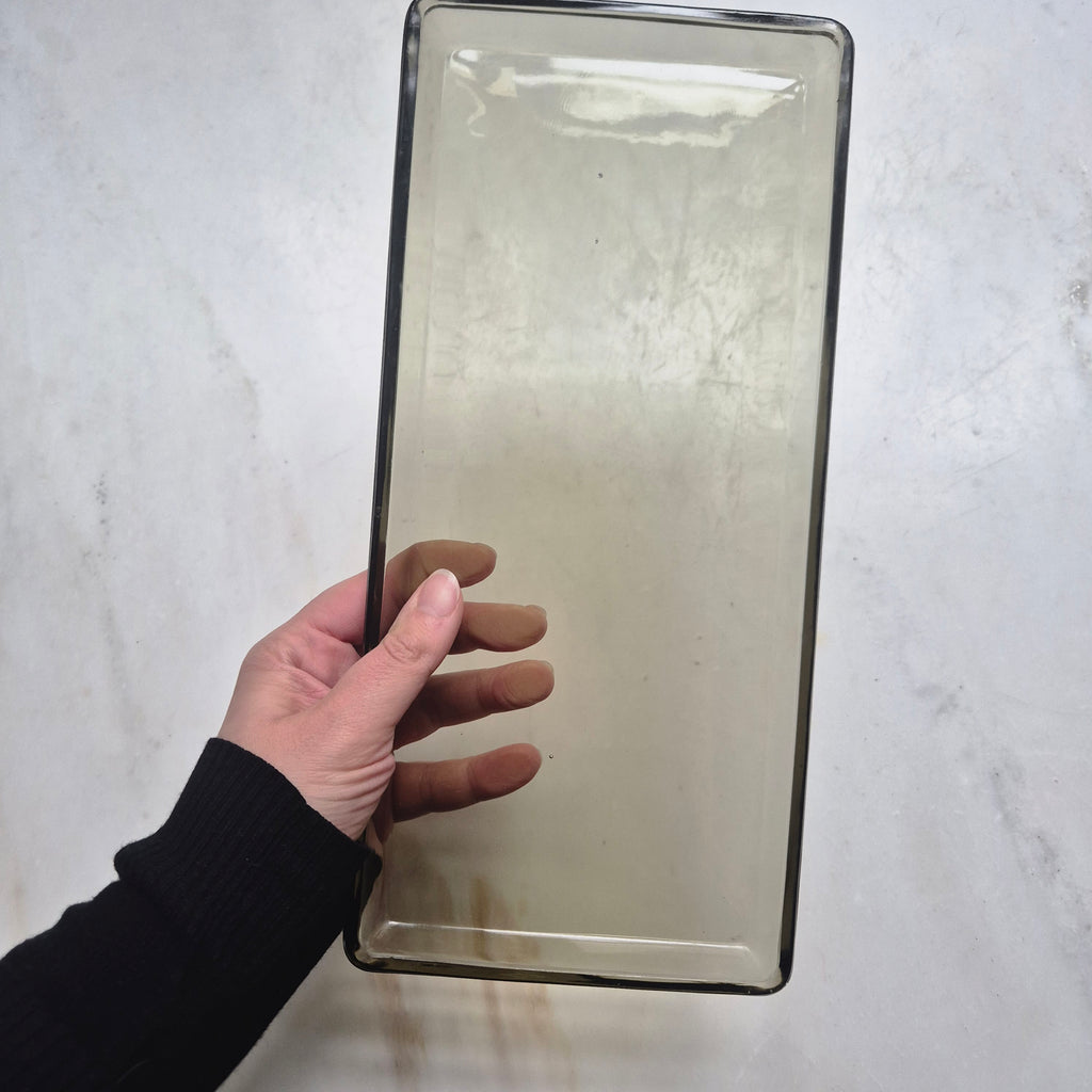 Vintage Glasschale - Schmuckschale - Ablage - Rauchglas - Glasplatte
