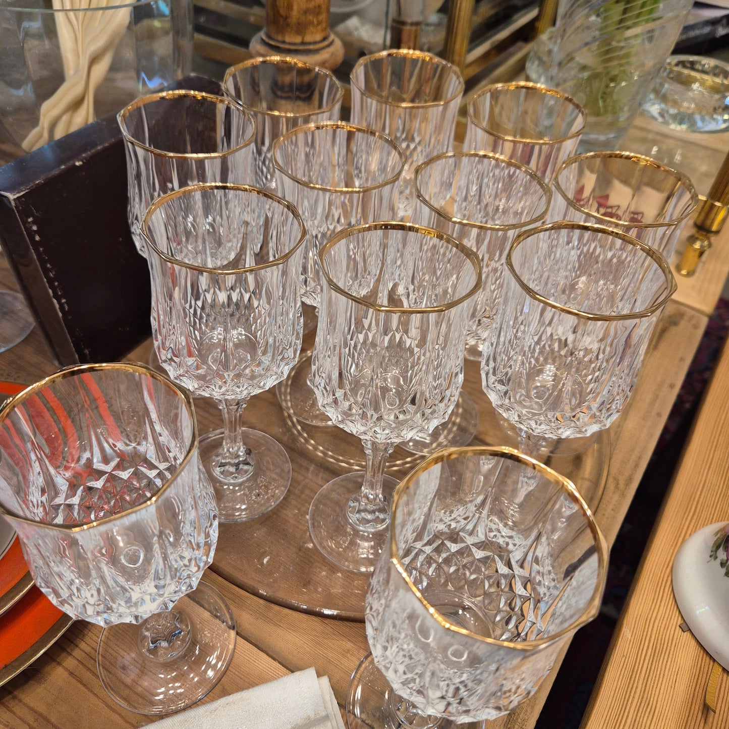 Weinglas Longchamp Art Cristal d'Arques mit Goldrand