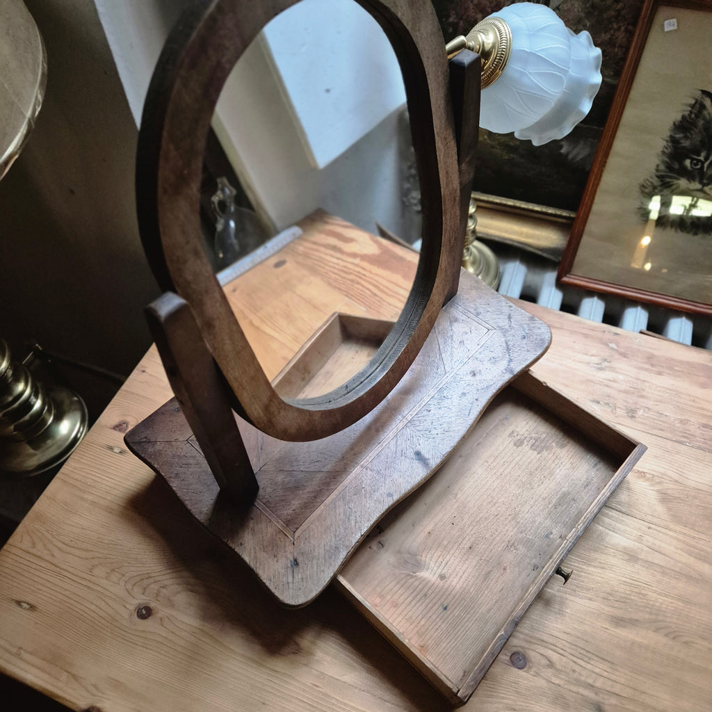 Antiker Tischspiegel Jugendstil Kosmetikspiegel mit Schublade Originalzustand Holz
