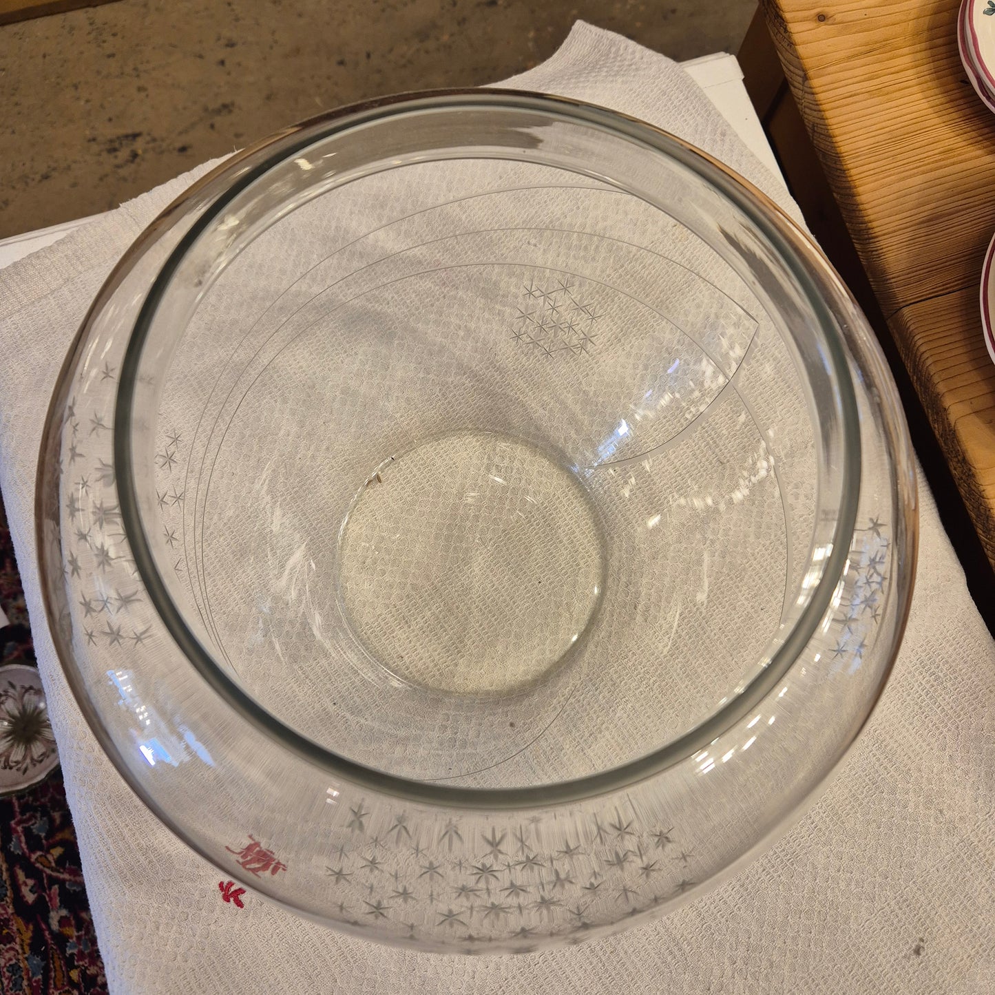 Große Vintage Glas Vase 70er Jahre Blumen