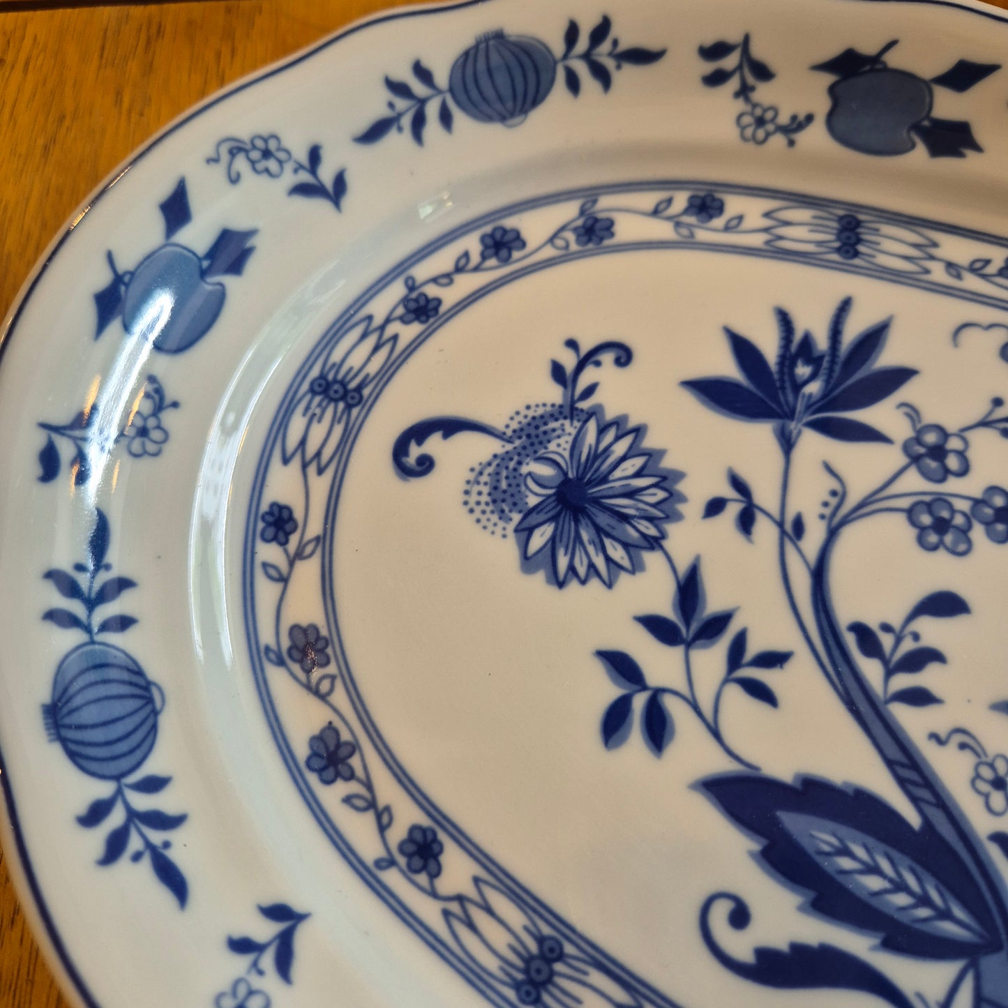 Wellco Design Porzellan Zwiebelmuster Servierplatte Teller blau weiß