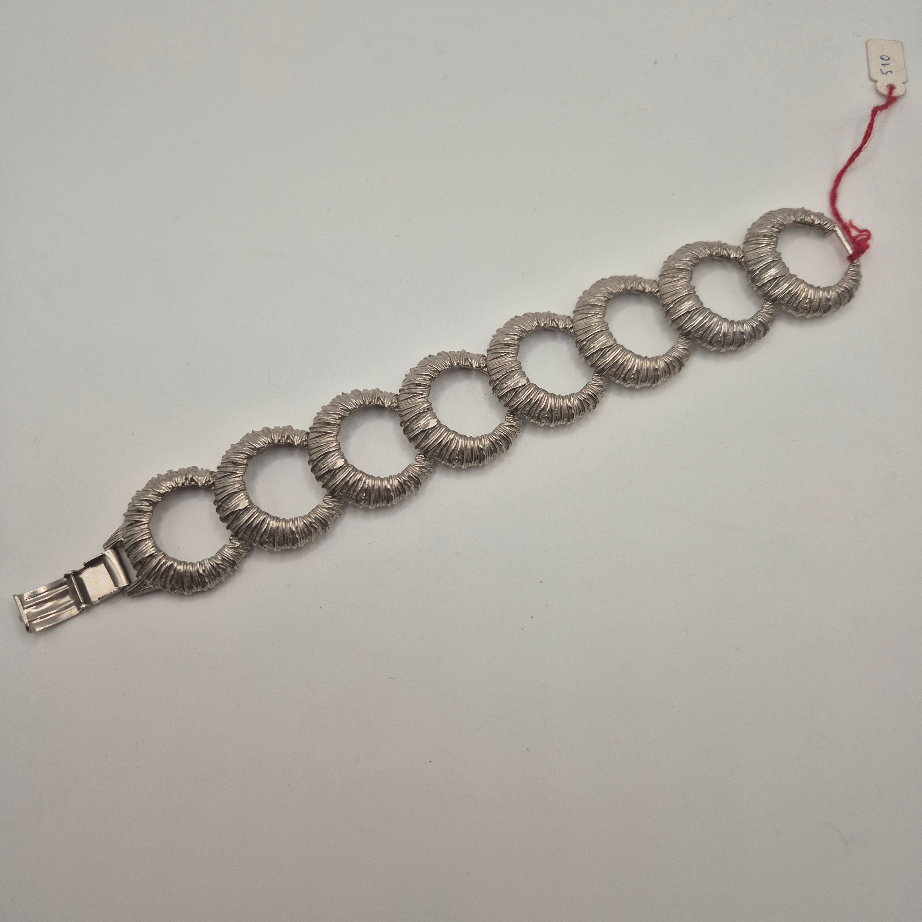Silbernes Vintage Armband massiv Metall Statement 80er Jahre