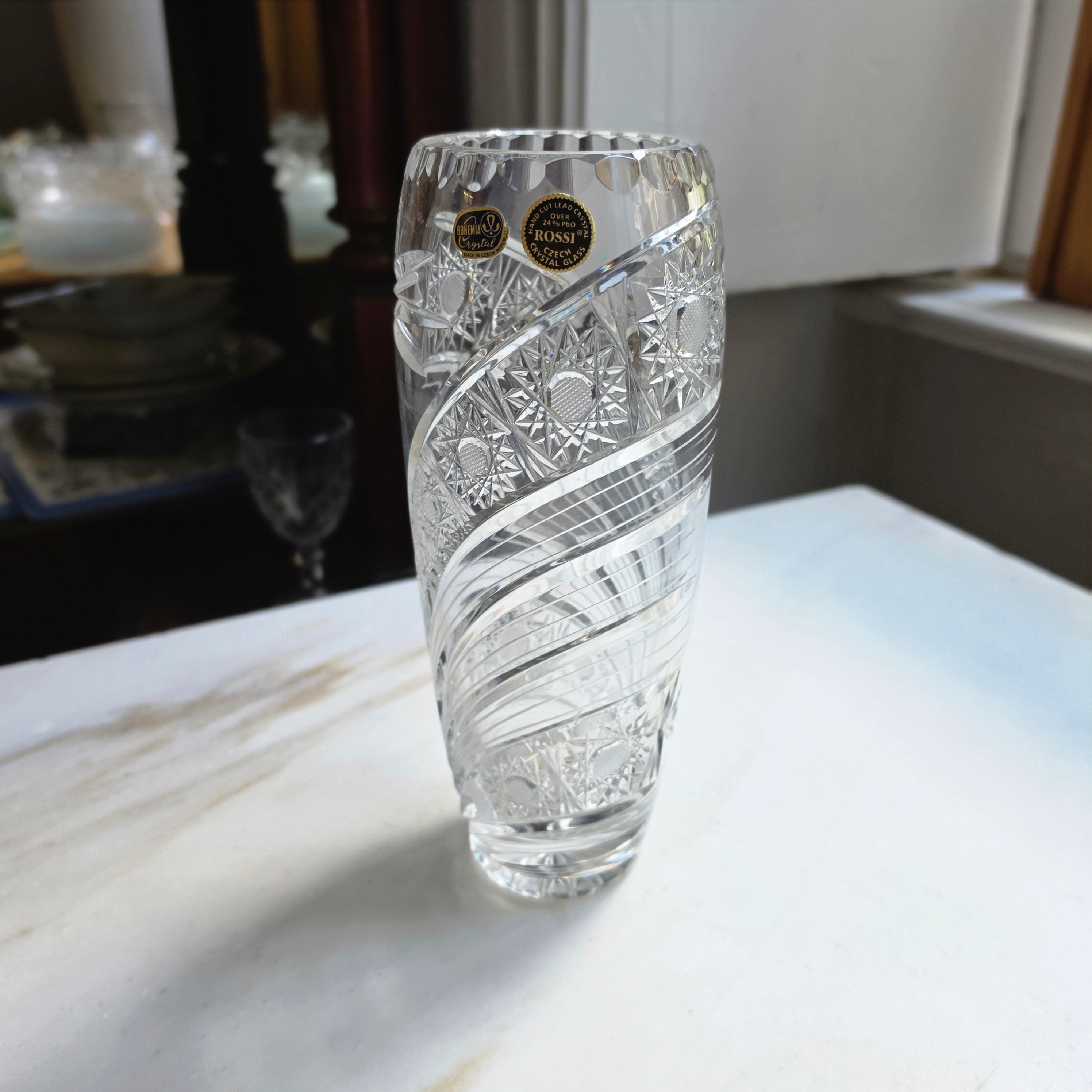 Handgeschliffene Kristall Vase - Rossi Czech Glass