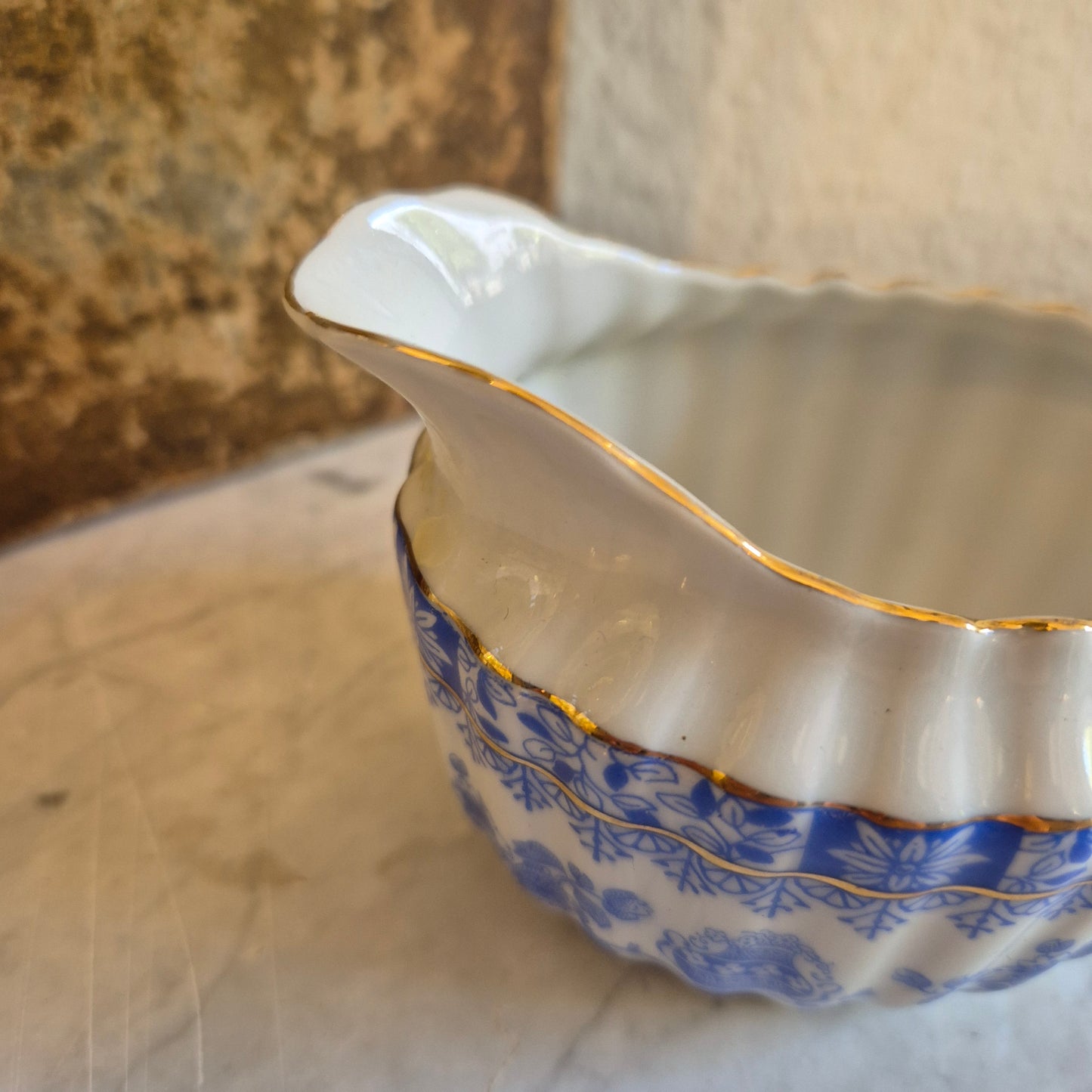 Antikes Porzellan Milchkännchen Echt Tuppack China Blau Tiefenfurt Blau Weiß