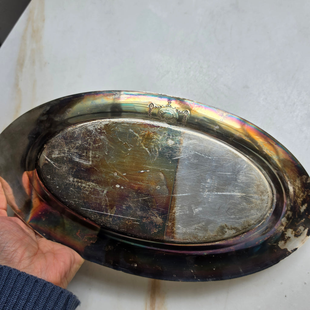 Vintage Servierschale „Sheffield Reproduction“ (Modell 164) – Versilberte Oval-Anrichteschale