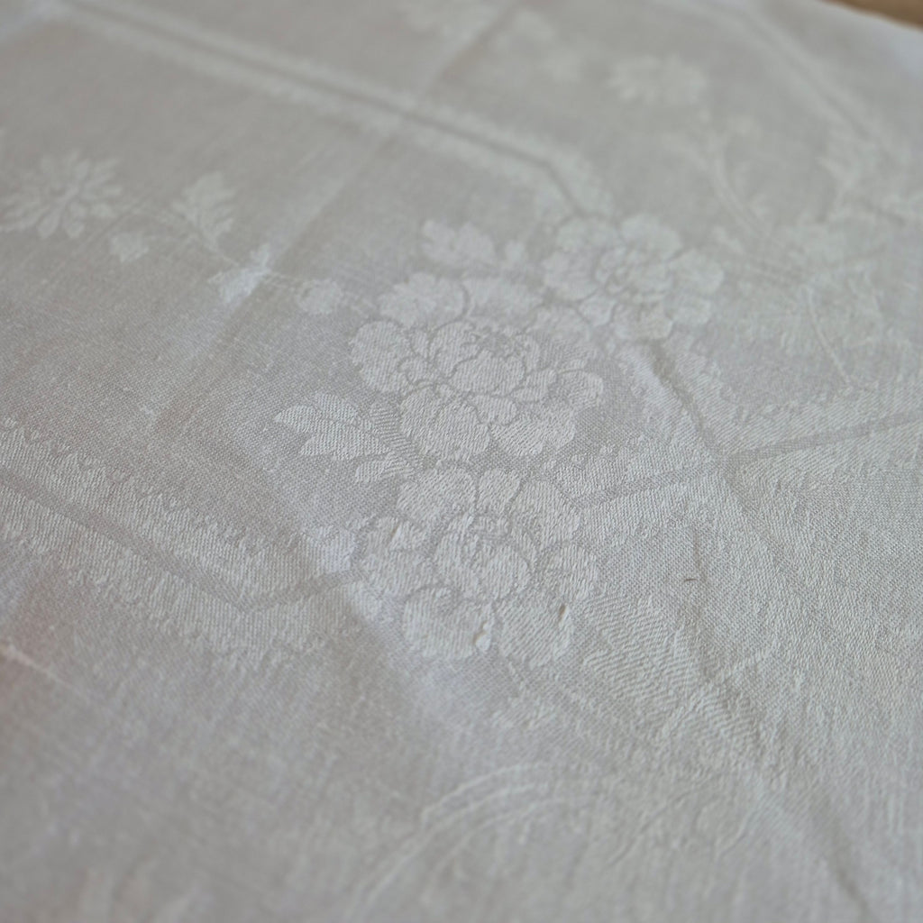 Antikes Jugendstil Küchen-&Geschirrtuch Damast weiß Baumwolle 50x112cm
