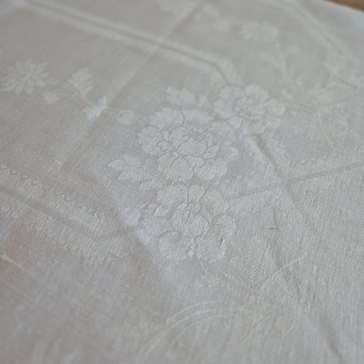 Antikes Jugendstil Küchen-&Geschirrtuch Damast weiß Baumwolle 50x112cm