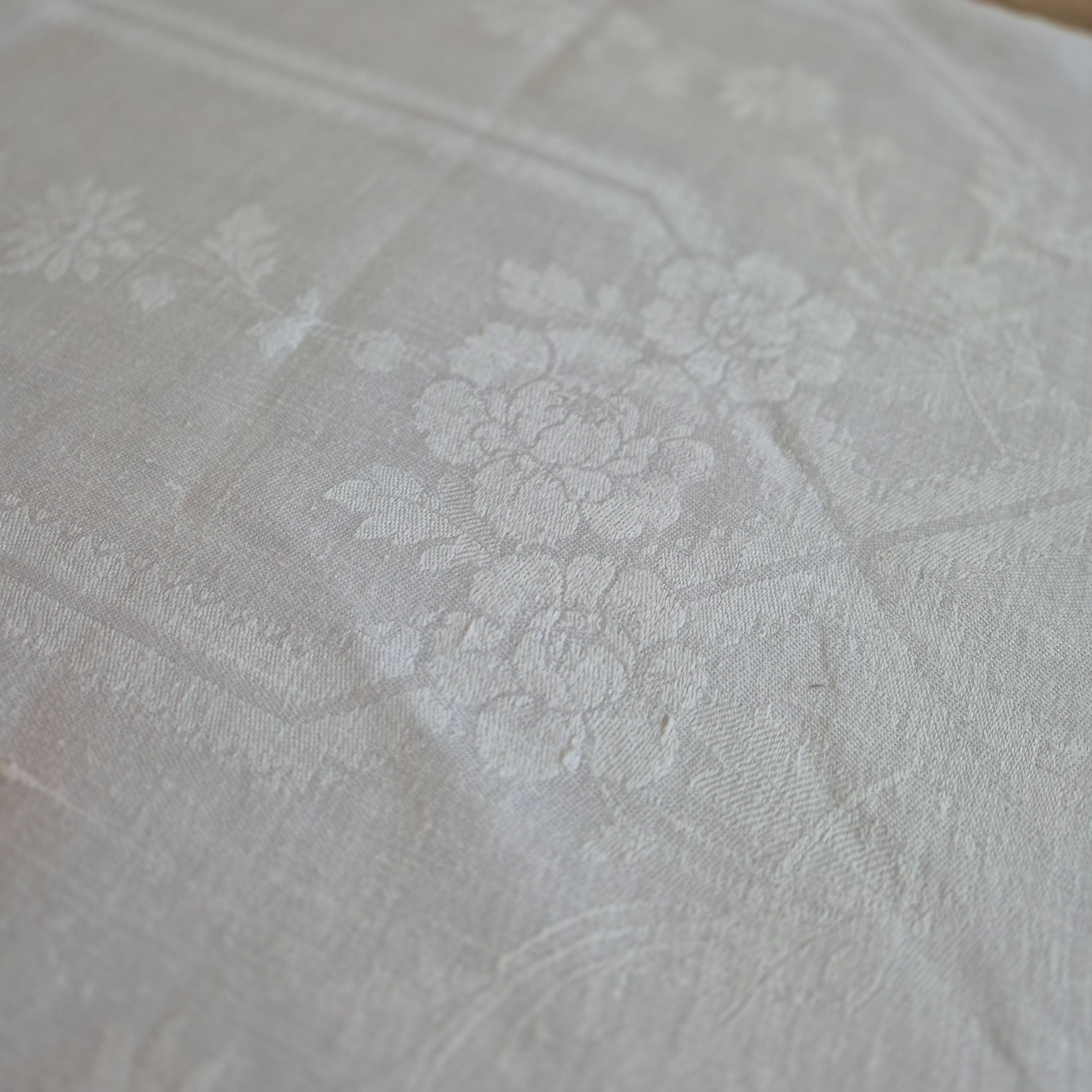 Antikes Jugendstil Küchen-&Geschirrtuch Damast weiß Baumwolle 50x112cm