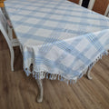 Vintage Karo Tischdecke grün blau Baumwolle 165x165cm