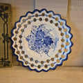 Vintage Handgemachter Zierteller Wandteller blau weiß
