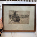 Antike Maritime Radierung „Segelschiff Albert Baltzer“ – Handsigniert & Datiert (1910)