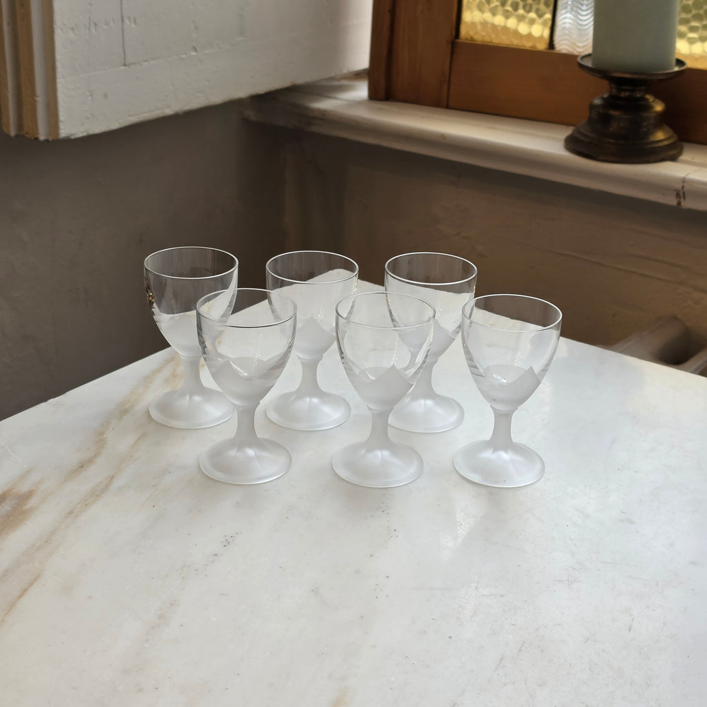 6x elegante, kleine satinierte Likörgläser - Schnapsgläser